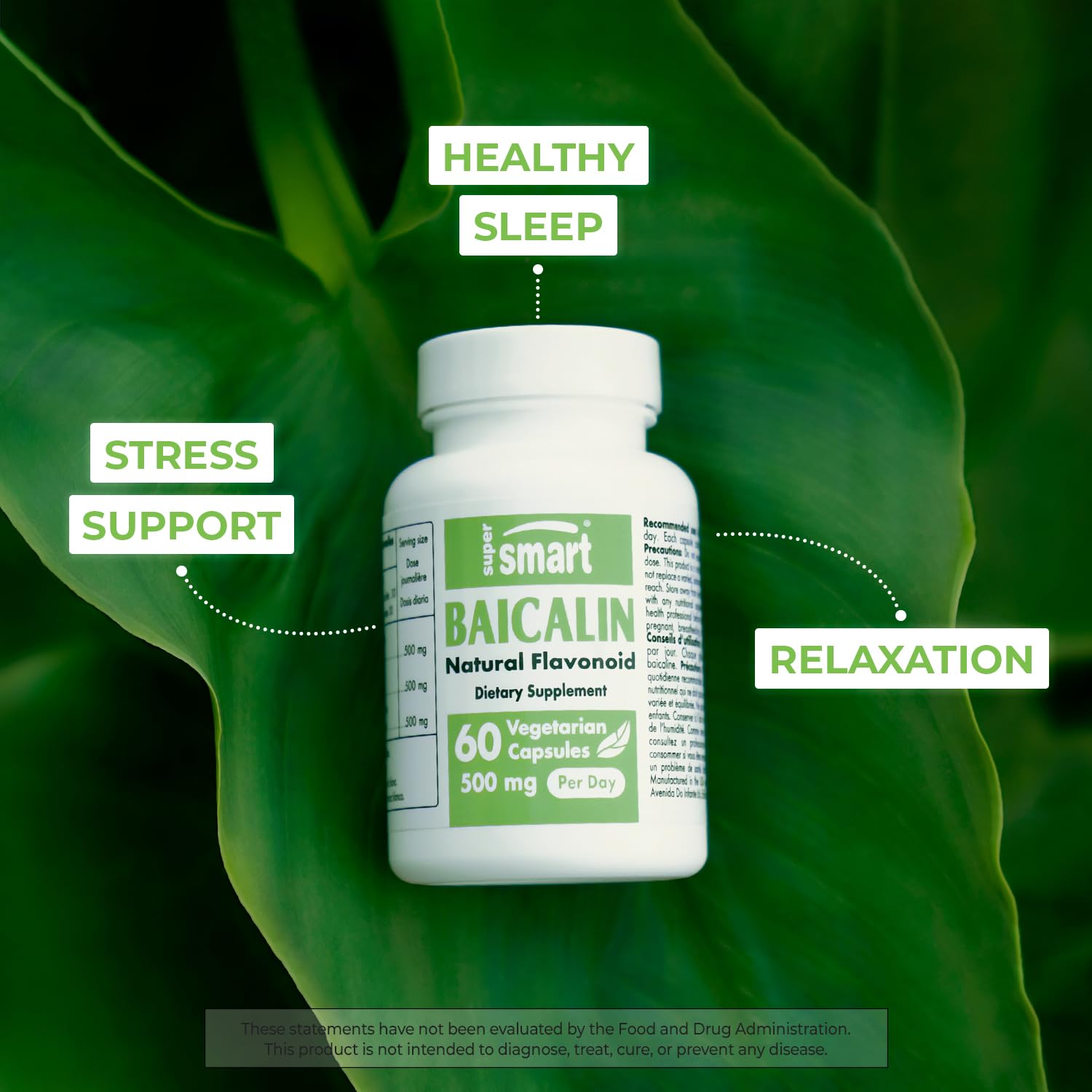 Supersmart - 90% Baicalin 500mg per Day (Scutellaria Baicalensis) - Chinese Skullcap Supersmart