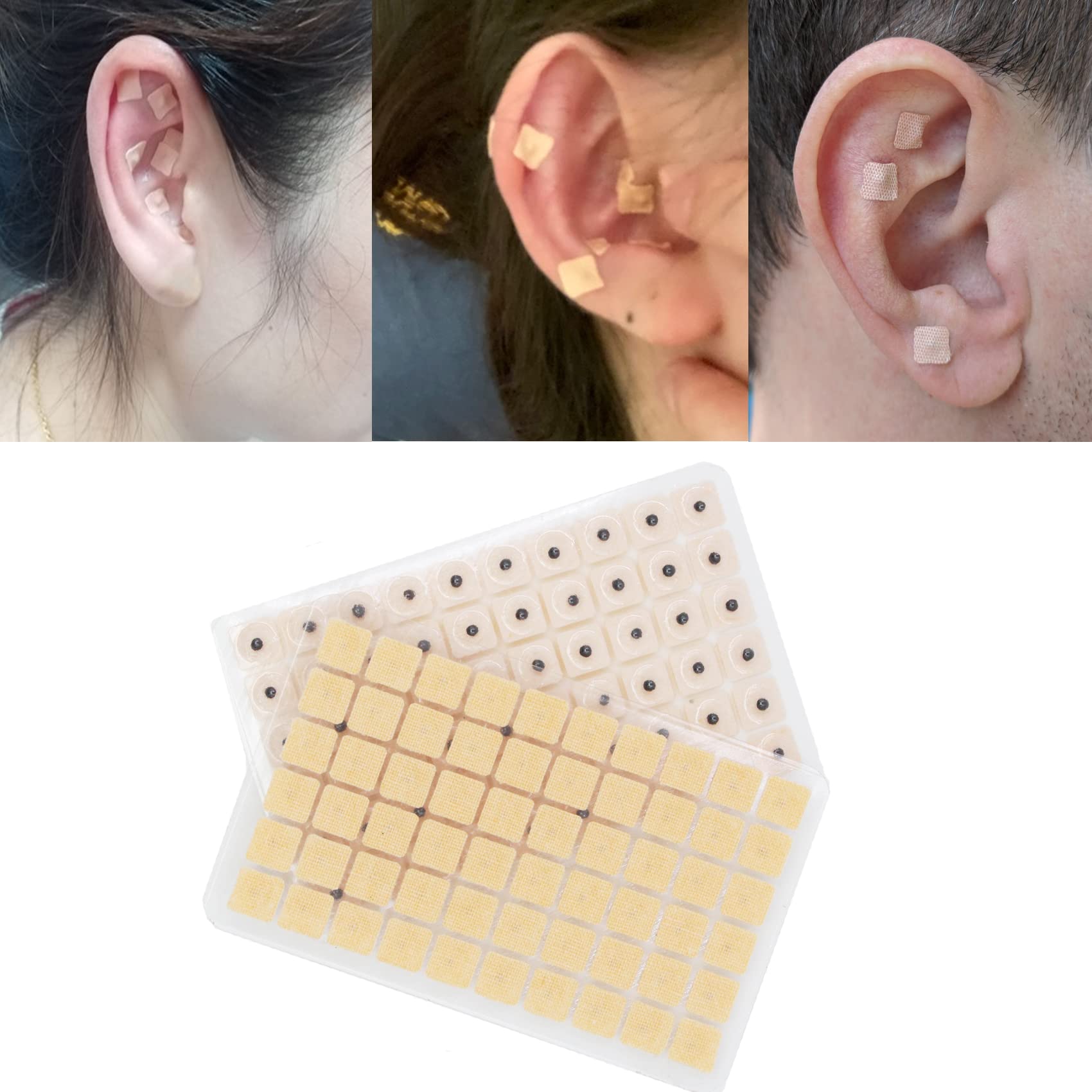 Ear Seeds Auricular Sticker kit,Acupuncture Kit Acupressure with Ears Seed 420 Pcs, Ear Chart, Tweezer Hedigon