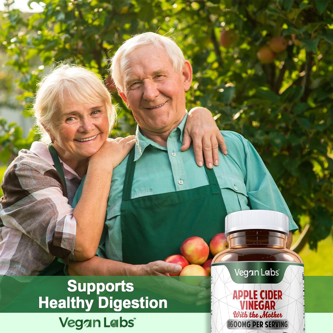 Vegan Labs Apple Cider Vinegar Capsules with The Mother- 180 Vegan Capsules