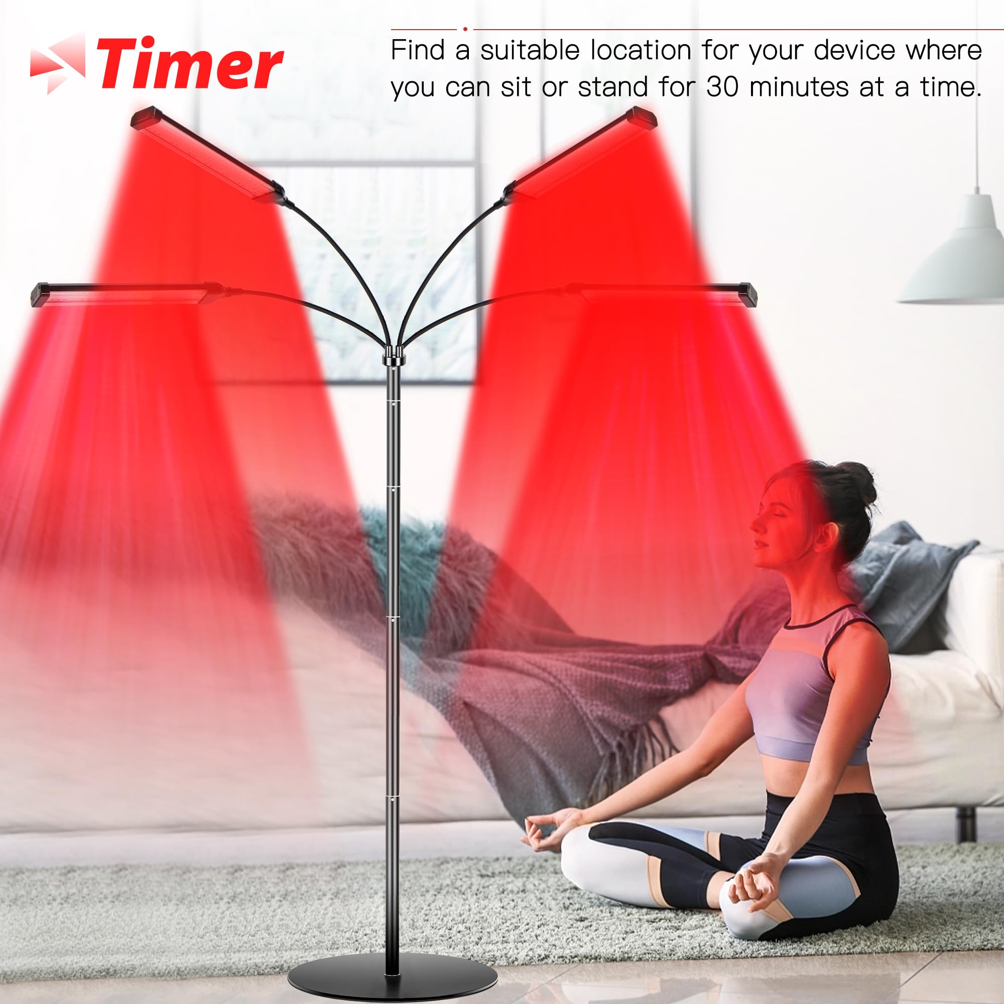 Dexnump Red Light Therapy for Face, 324 LEDs Red Light Therapy Lamp Height Free Adjustment Infrared Dexnump