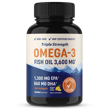 Triple Strength Omega 3 Fish Oil | 3600 mg EPA & DHA | Over 2100mg of Omega 3 Fatty 