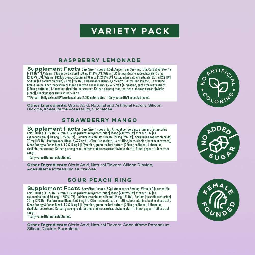 Bloom Nutrition High Energy Pre Workout Powder for Women - Natural Caffeine Powder Bloom Nutrition