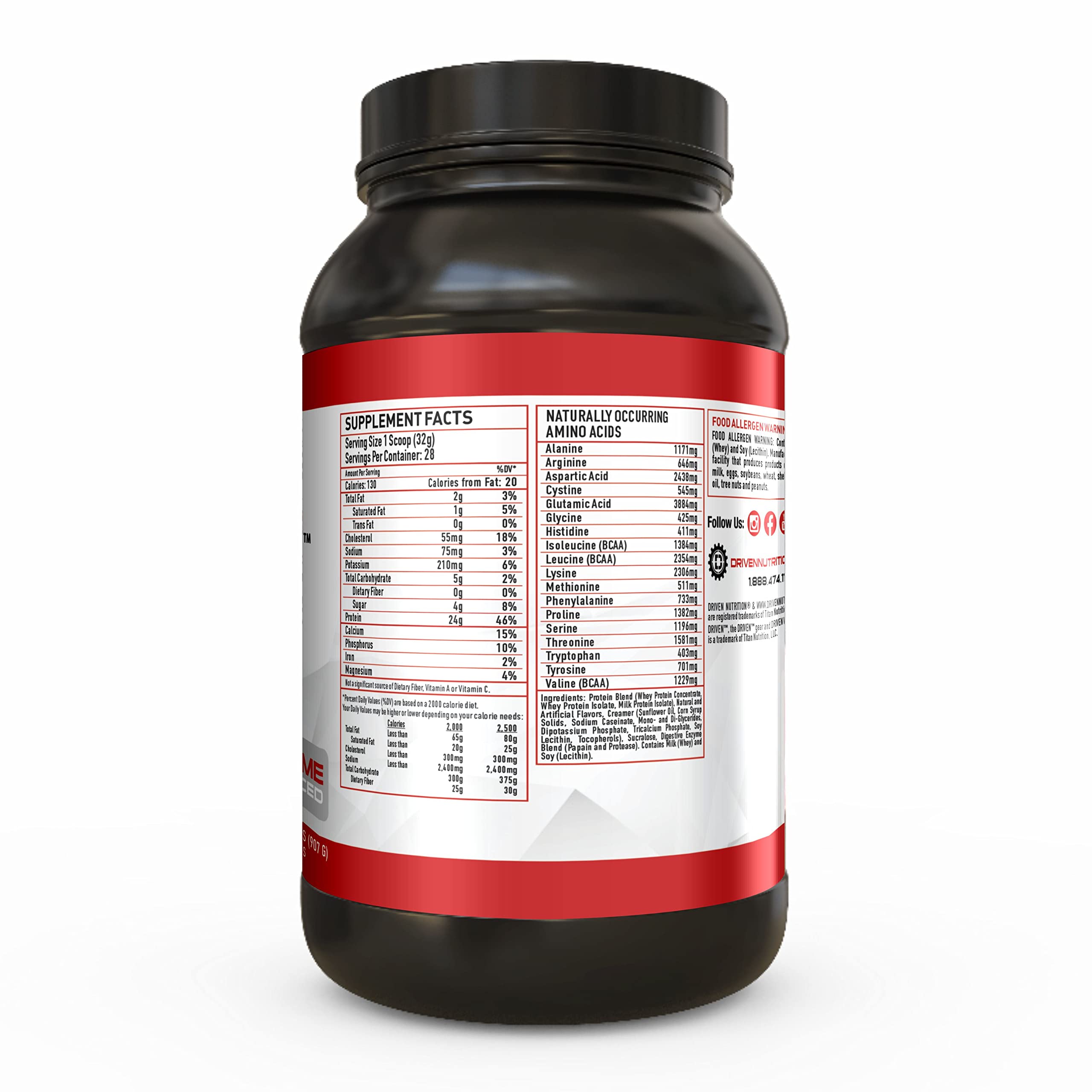 Driven WHEY- Grass Fed Whey Protein Powder: Delicious, Clean Protein Shake Driven Nutrition