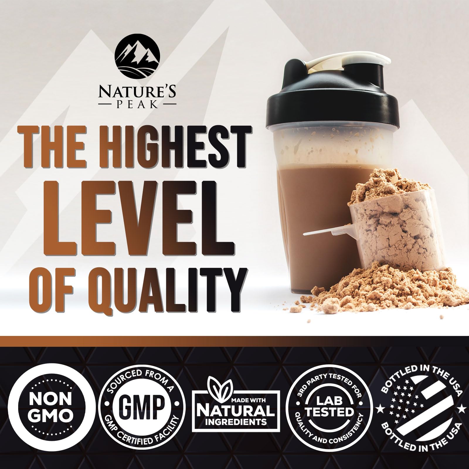 Nature's Premium 100% Whey Protein Powder, 24g of Protein, Double Rich Chocolate Nature's Peak