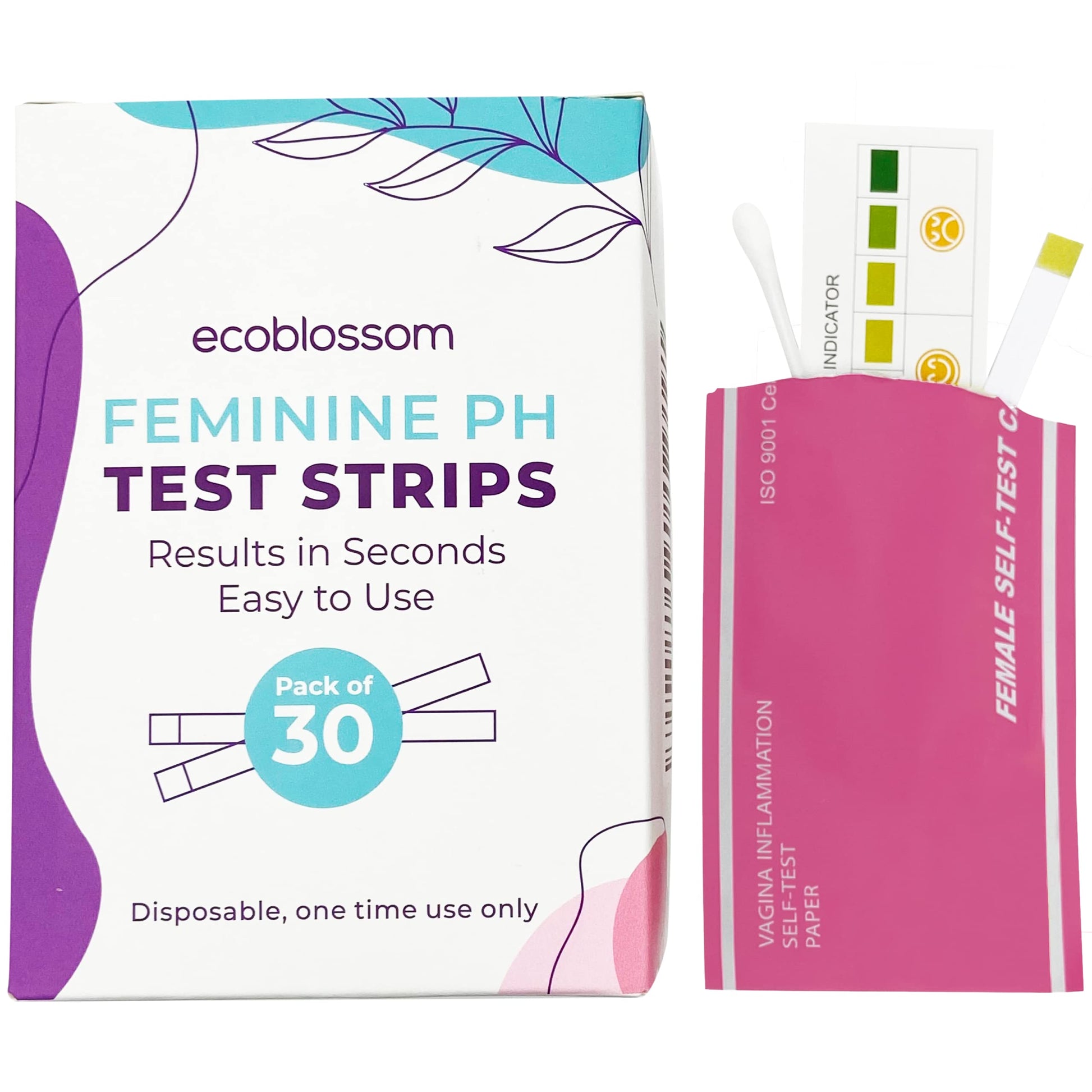 EcoBlossom Vaginal pH Test Strips for Women - Check pH Balance - Monitor Bacterial Vaginosis