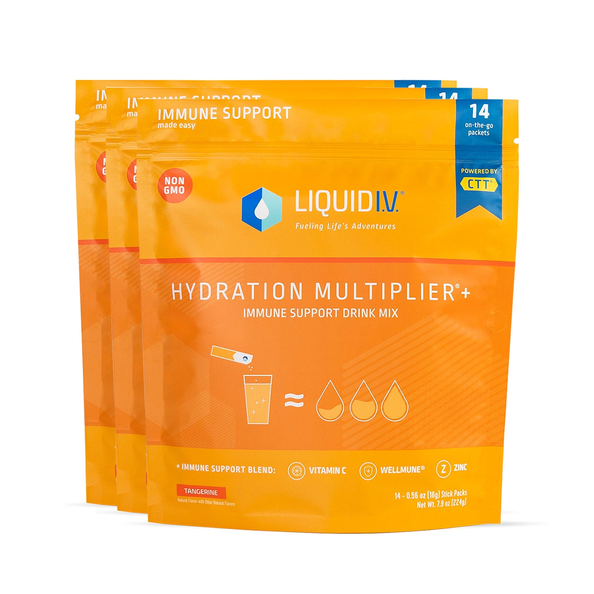 Liquid I.V. Hydration Multiplier + Immune Support - Tangerine - Hydration Powder 
