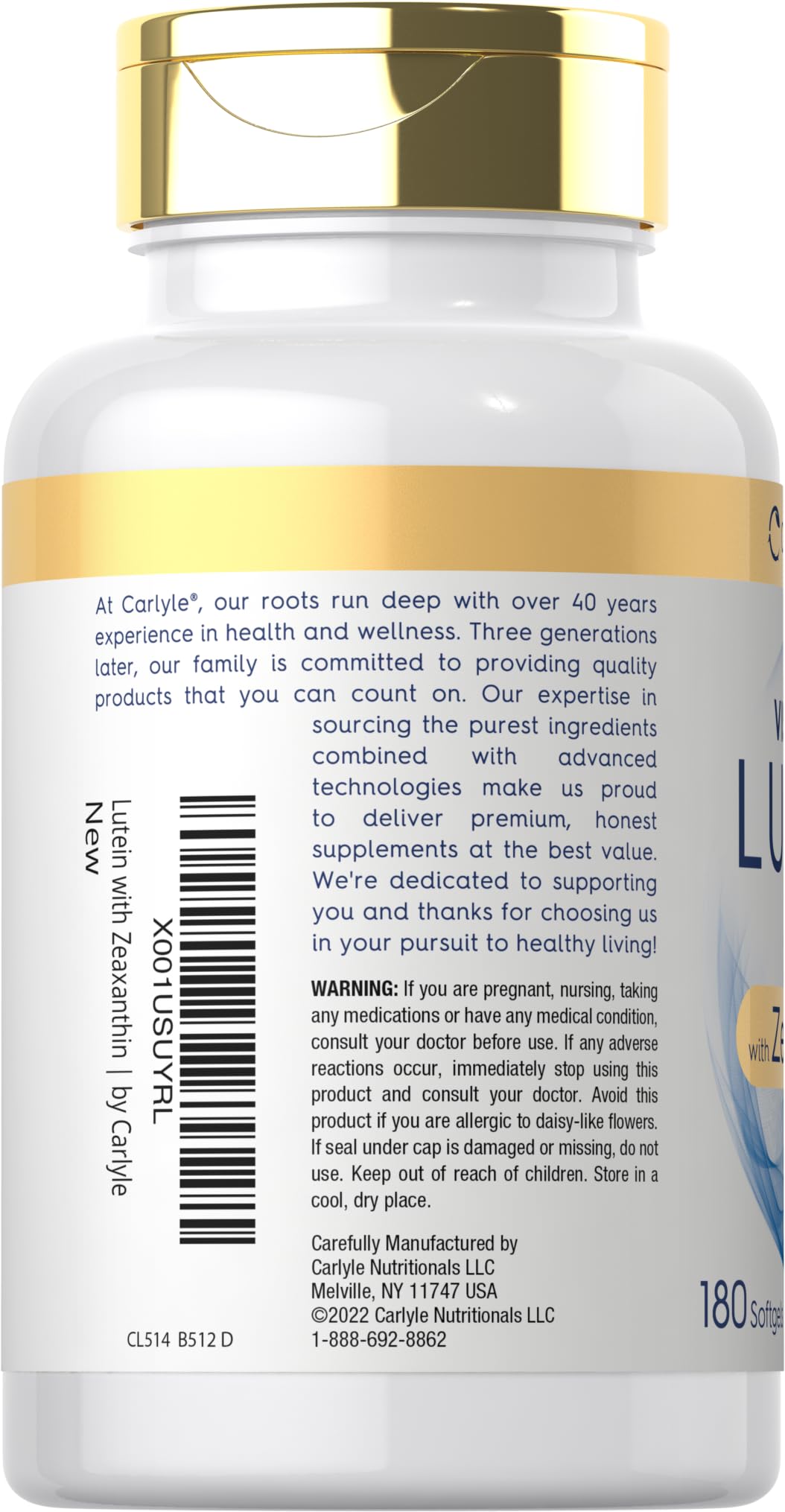 Carlyle Lutein and Zeaxanthin 40 mg | 180 Softgels | Eye Health Vitamins Carlyle