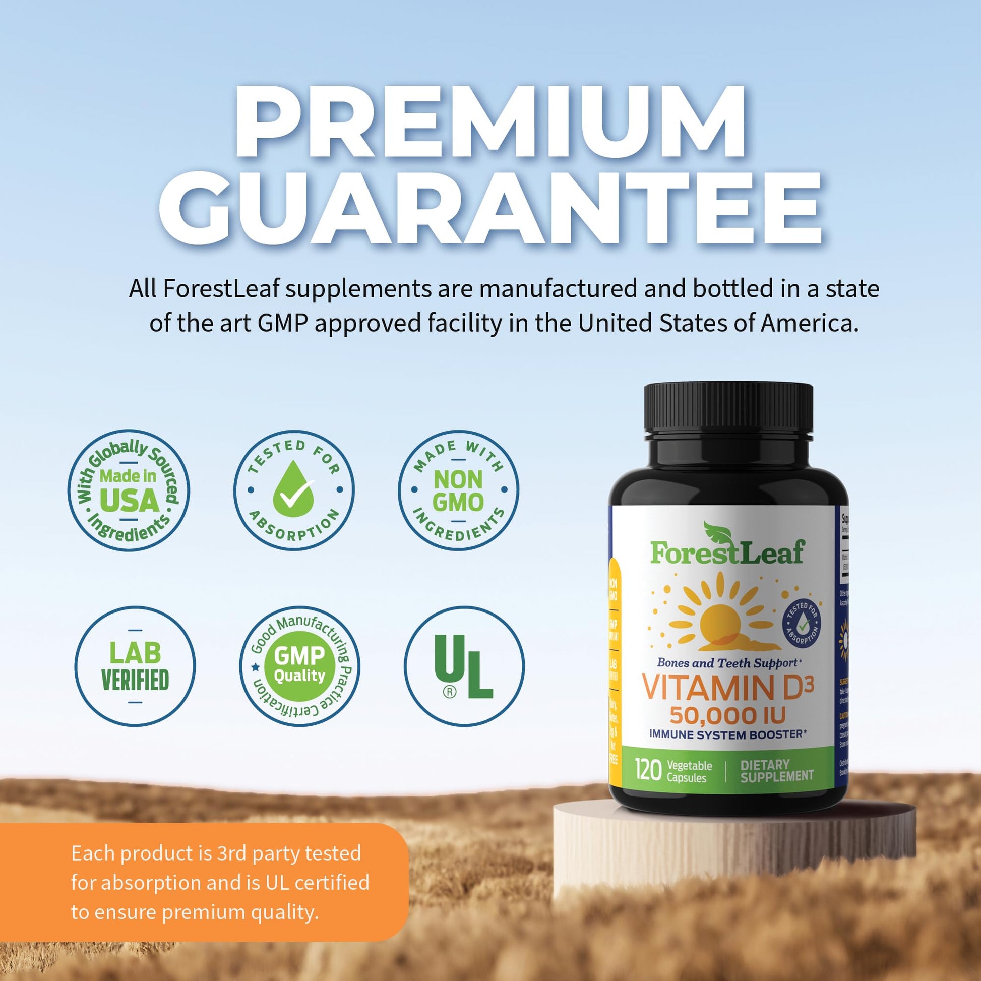 ForestLeaf - Vitamin D3 IU Weekly Supplement - Vitamin D Capsules for Bones