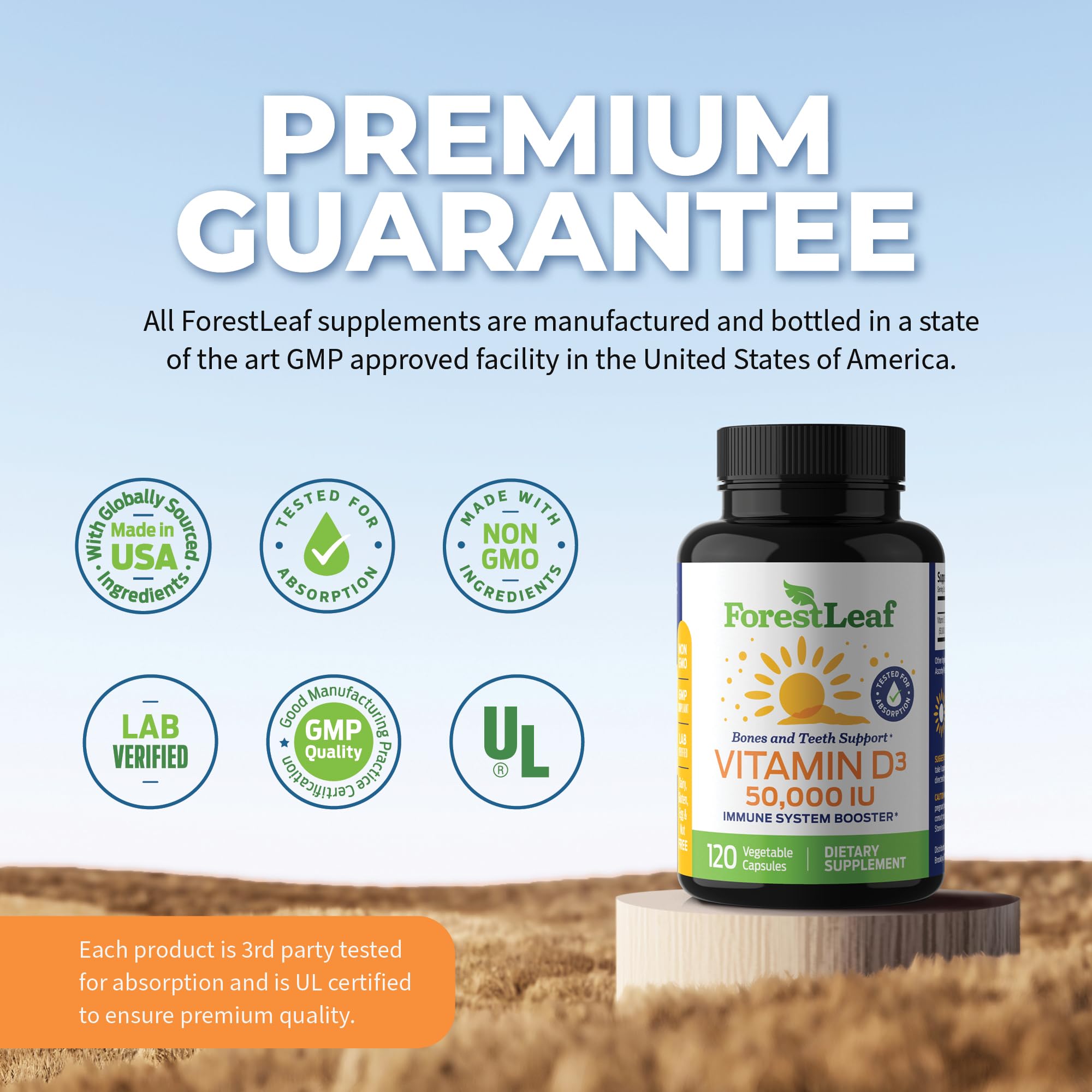 ForestLeaf - Vitamin D3 IU Weekly Supplement - Vitamin D Capsules for Bones