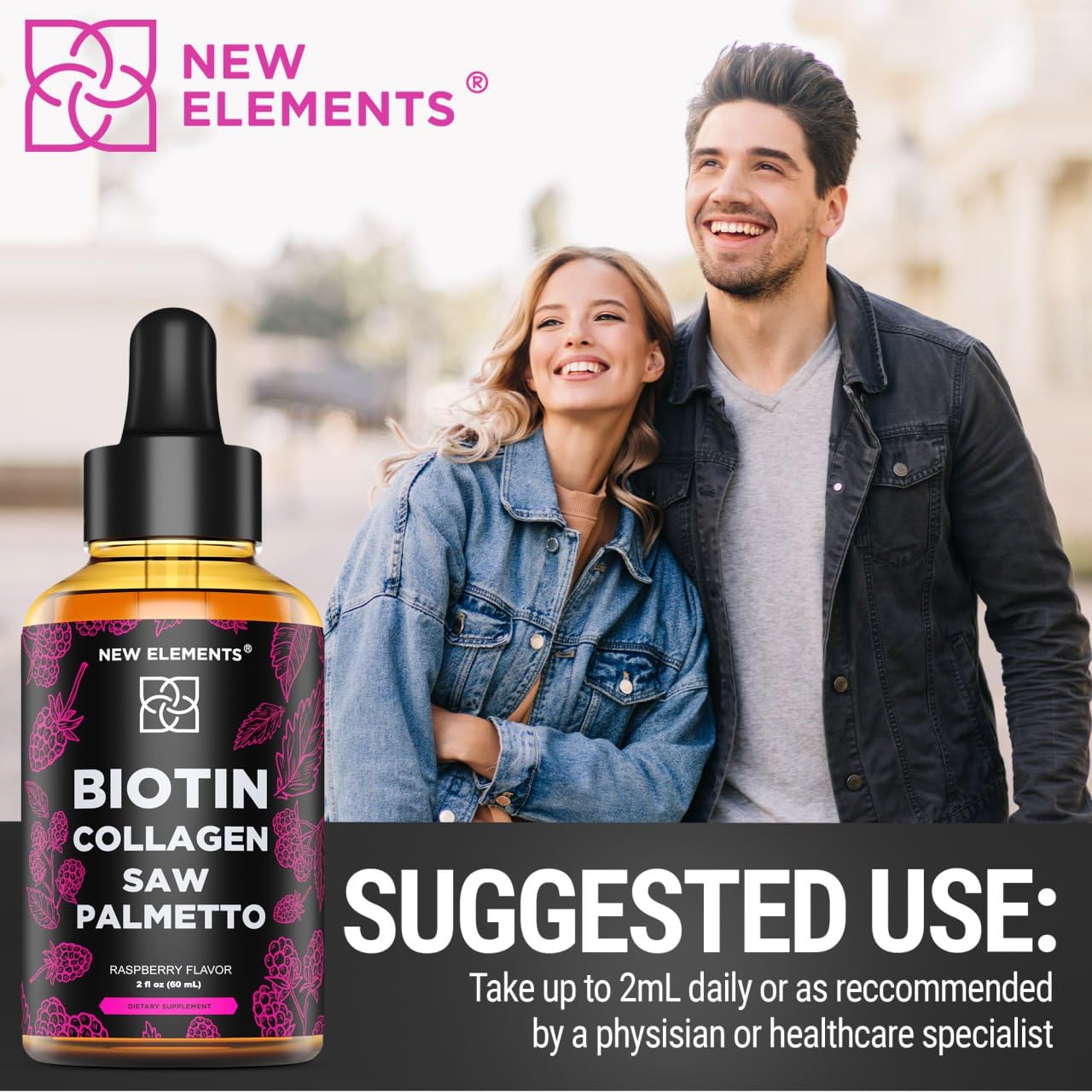 Liquid Biotin with Collagen & Saw Palmetto Extract for Women and Men | Hair Growth New Elements
