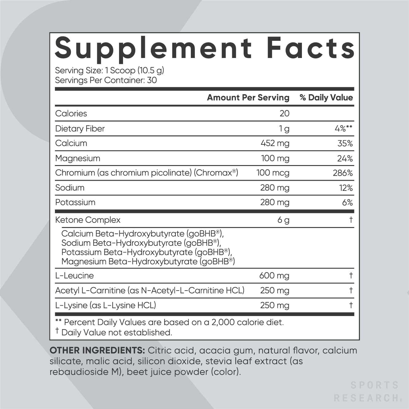 Sports Research Keto Plus Exogenous Ketones with goBHB - 30 Servings | Keto Electrolyte Sports Research