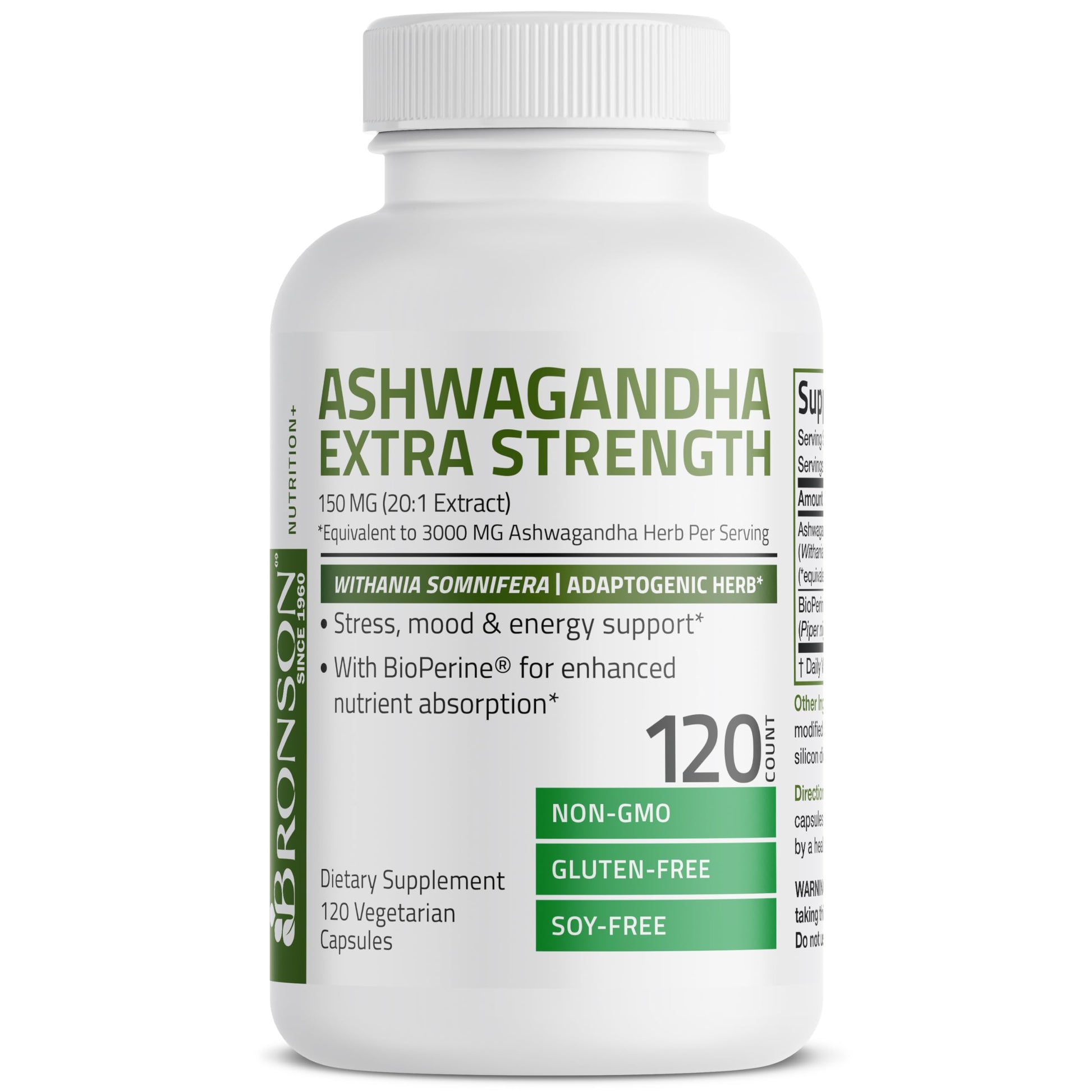 Bronson Ashwagandha Extra Strength Stress & Mood Support with BioPerine Bronson