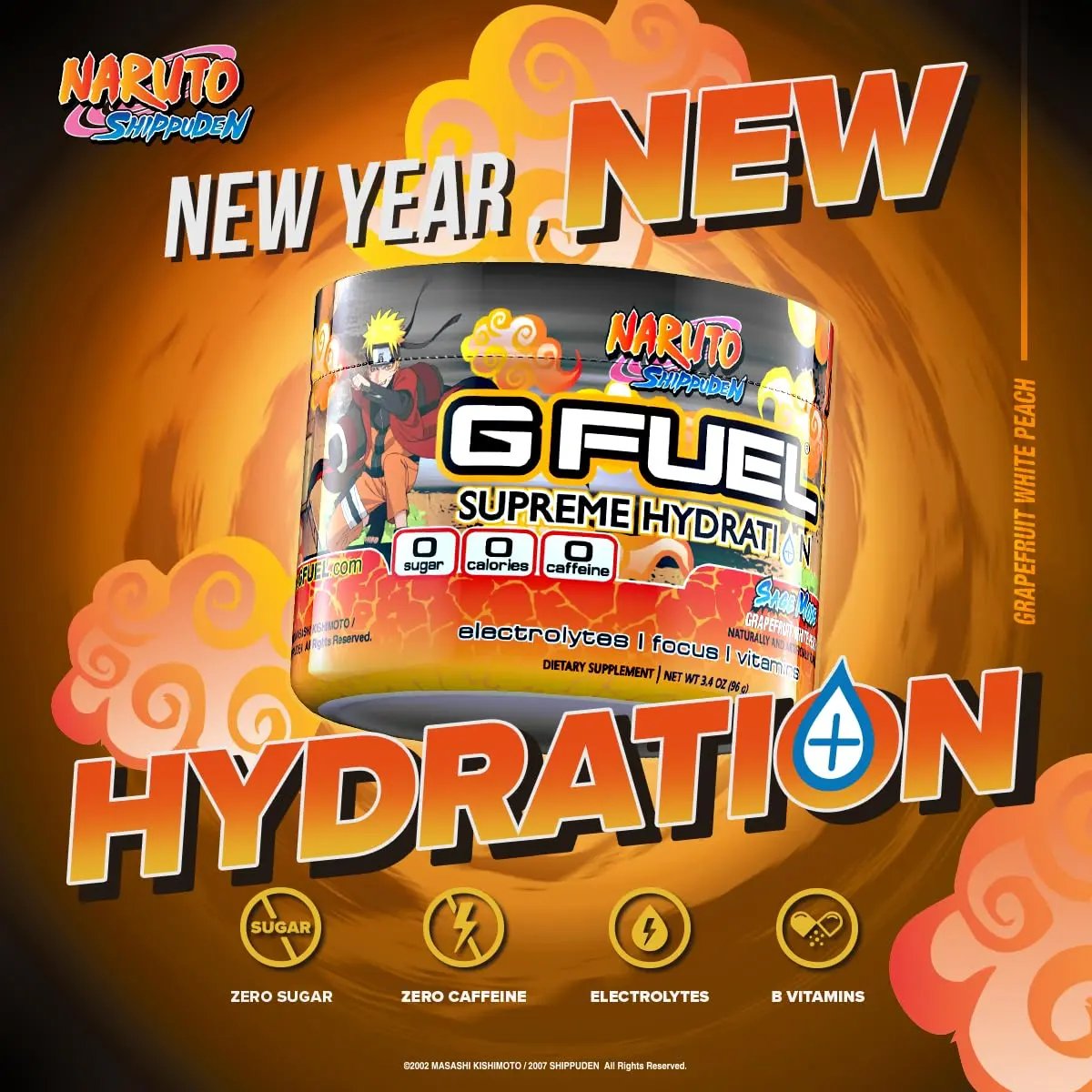 G Fuel Naruto Sage Mode Electrolytes Powder, Water Mix for Hydration, Energy and Focus G fuel