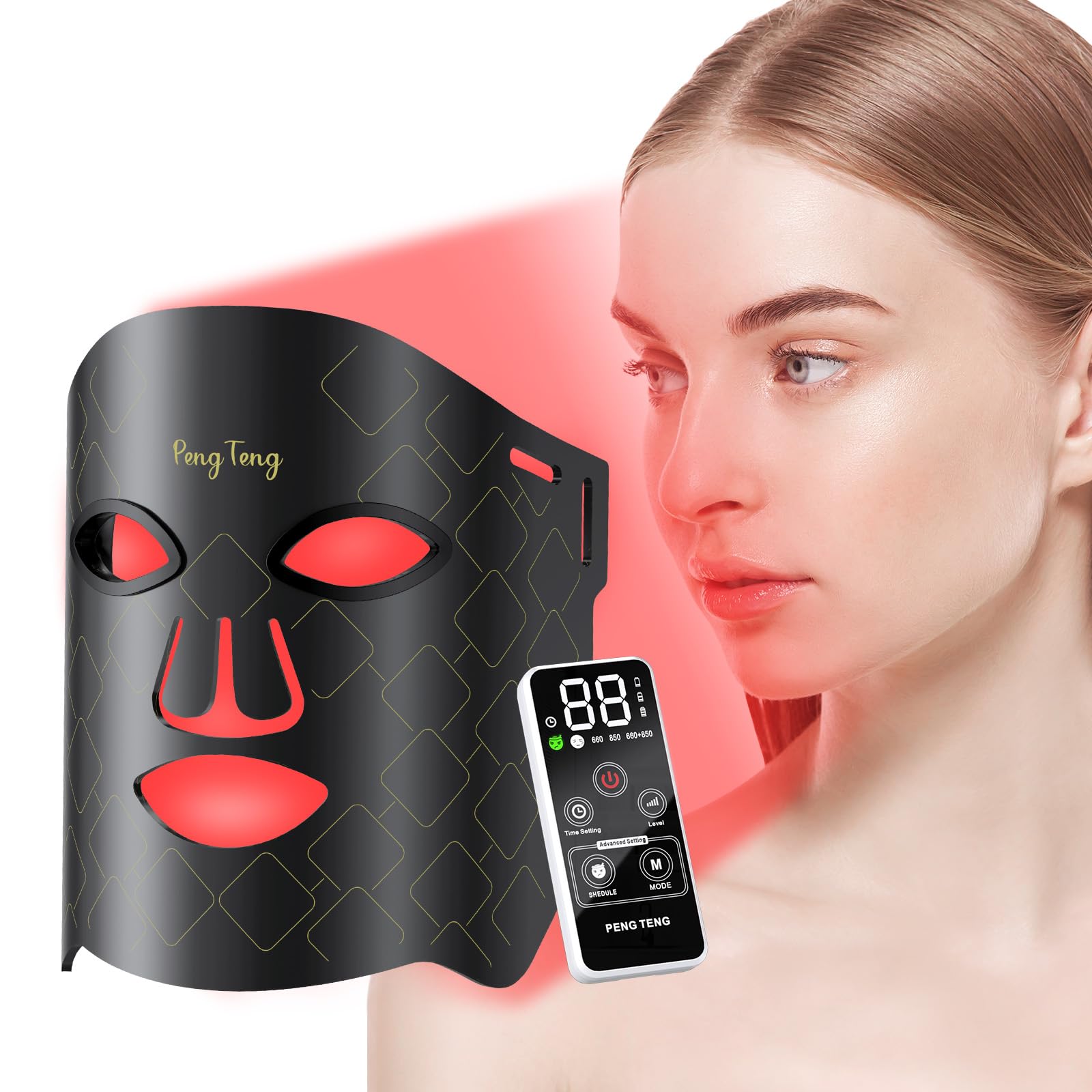 Peng Teng Red Light Therapy for Face, 660NM and 850NM,Innovative use of Monitoring,red Light Therapy Masks