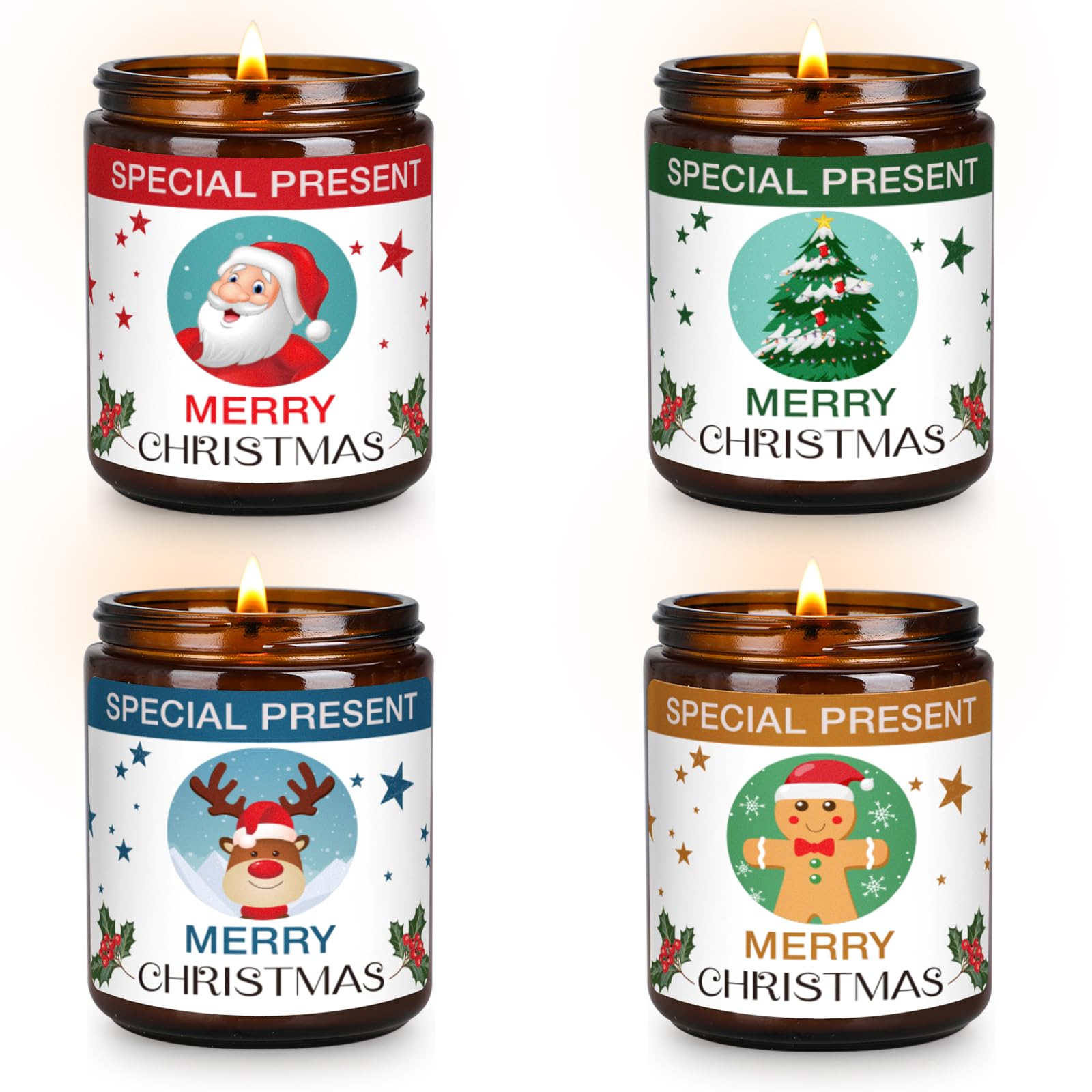 Christmas Candle Set Scented Candle Gift Set, 4 Pack 28 oz Christmas Scented Candles Over 180 Hours