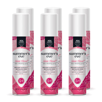 Summer's Eve Freshening Spray | Sheer Floral| 2 oz Size | Pack of 6 | pH Balanced, Dermatologist