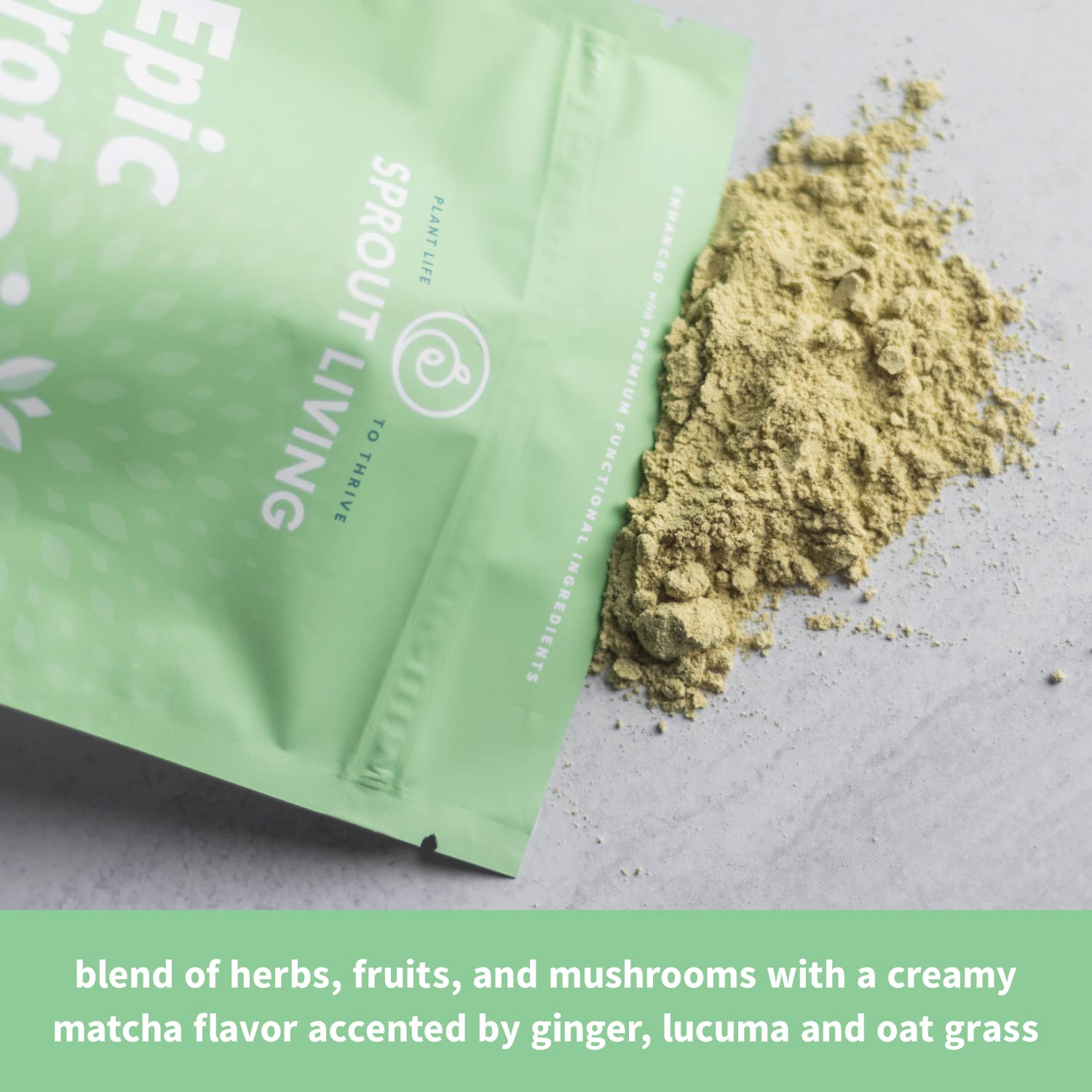 Sprout Living Epic Protein, Plant Based Protein & Superfoods Powder, Mindful Matcha Sprout Living