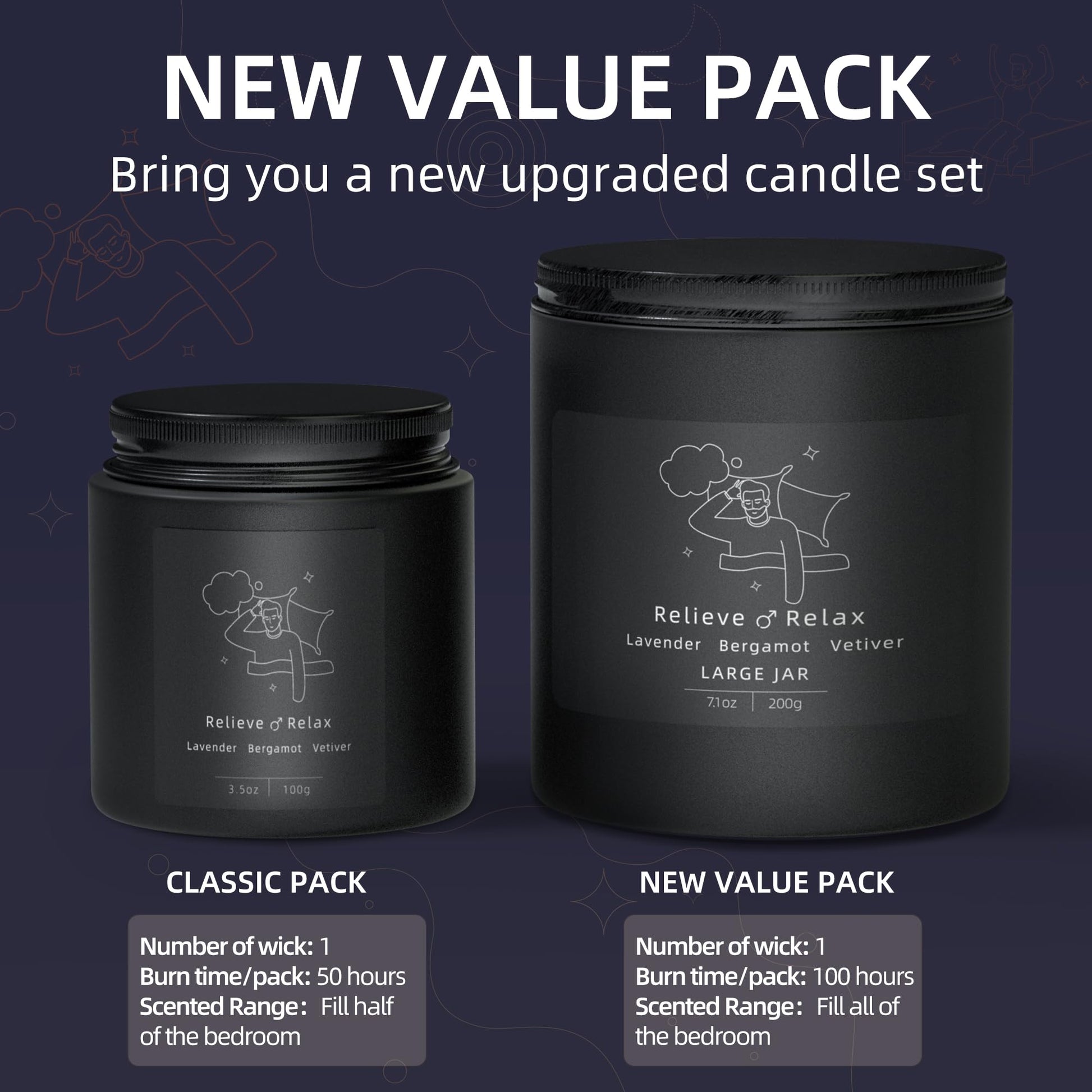 TRINIDa Large Sleep Scented Candles, Black Jar Natural Soy Candles for Home Scented, Candle Gift TRINIDa