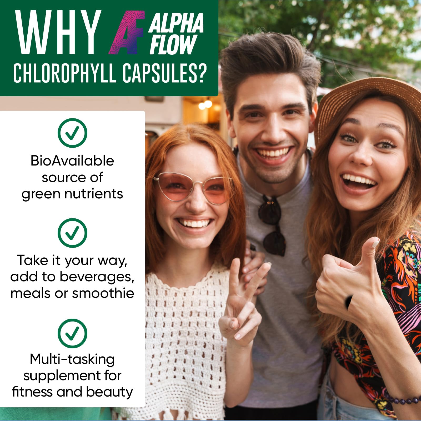 Chlorophyll Capsules 600 mg - Natural Chlorophyll Pills for Women & Men - Highly BioAvailable Alpha Flow
