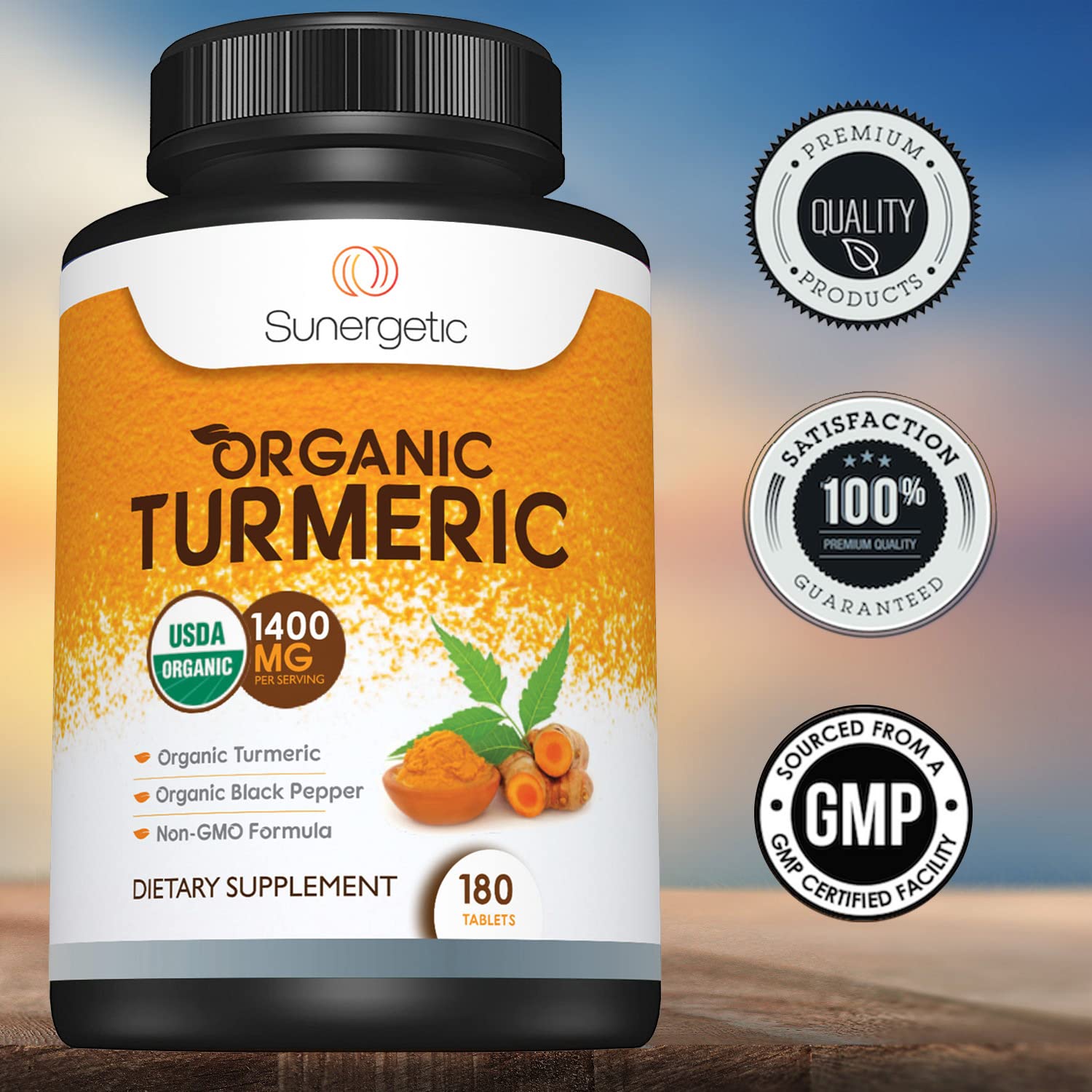 Sunergetic USDA Certified Organic Turmeric Supplement – Includes Organic Turmeric Sunergetic
