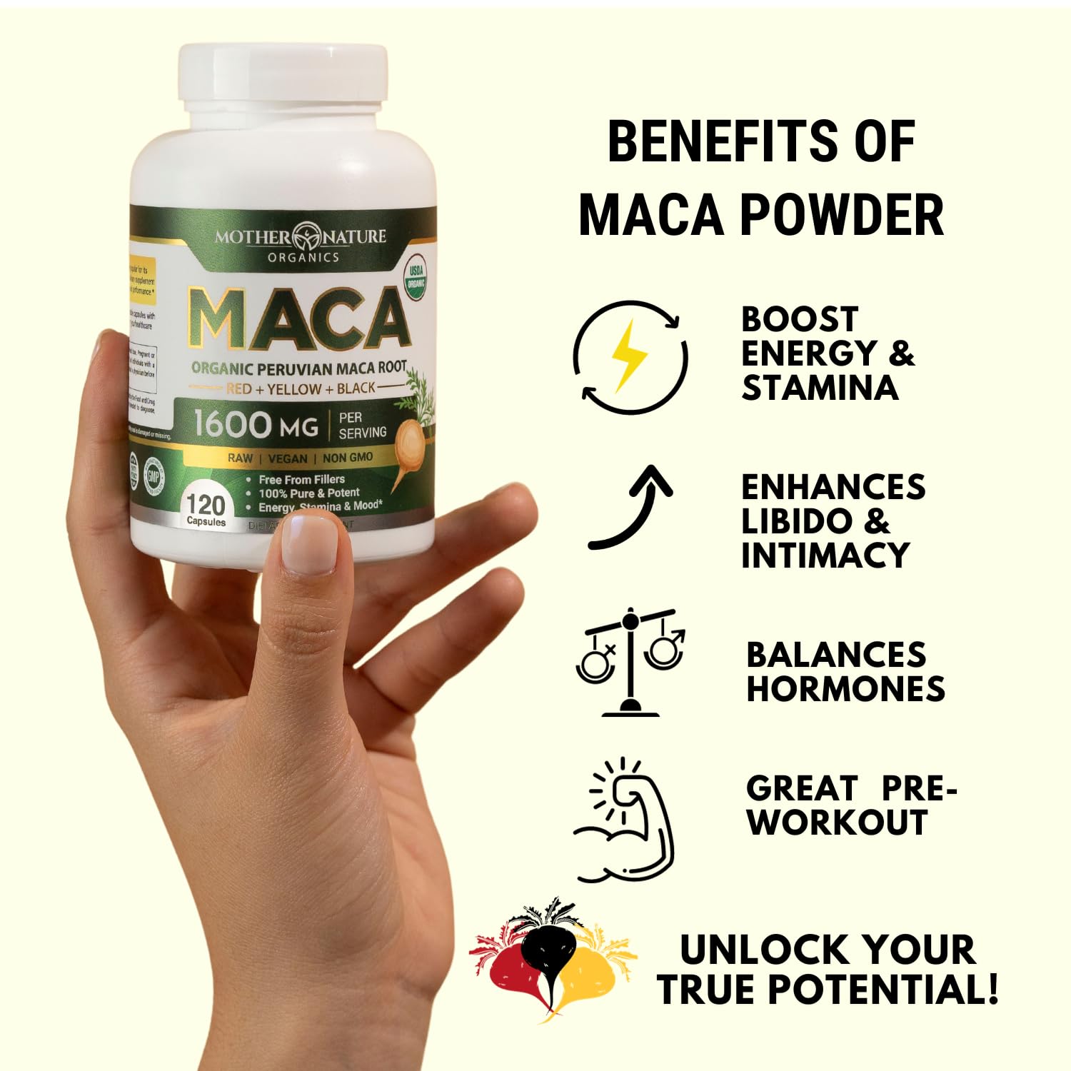 Mother Nature Organics Superfoods for Organic Living Feminine Vitality Duo: Aguaje and Maca Capsules Mother Nature Organics Superfoods for Organic Living