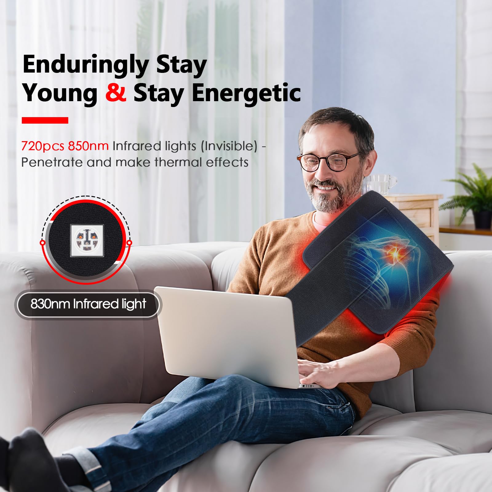 RUISQM Red Light Therapy Mat for Body - 360 LEDs Large Red & Infrared Light Therapy Pad Blanket RUISQM