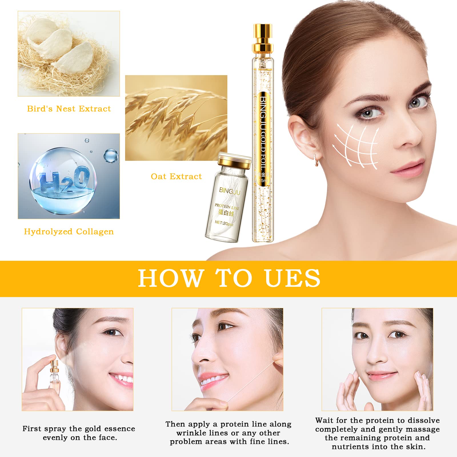 Instalift Korean Protein Thread Lifting Set, Absorbable Collagen Threads for Face Lift, Soluble Protein DRTRU