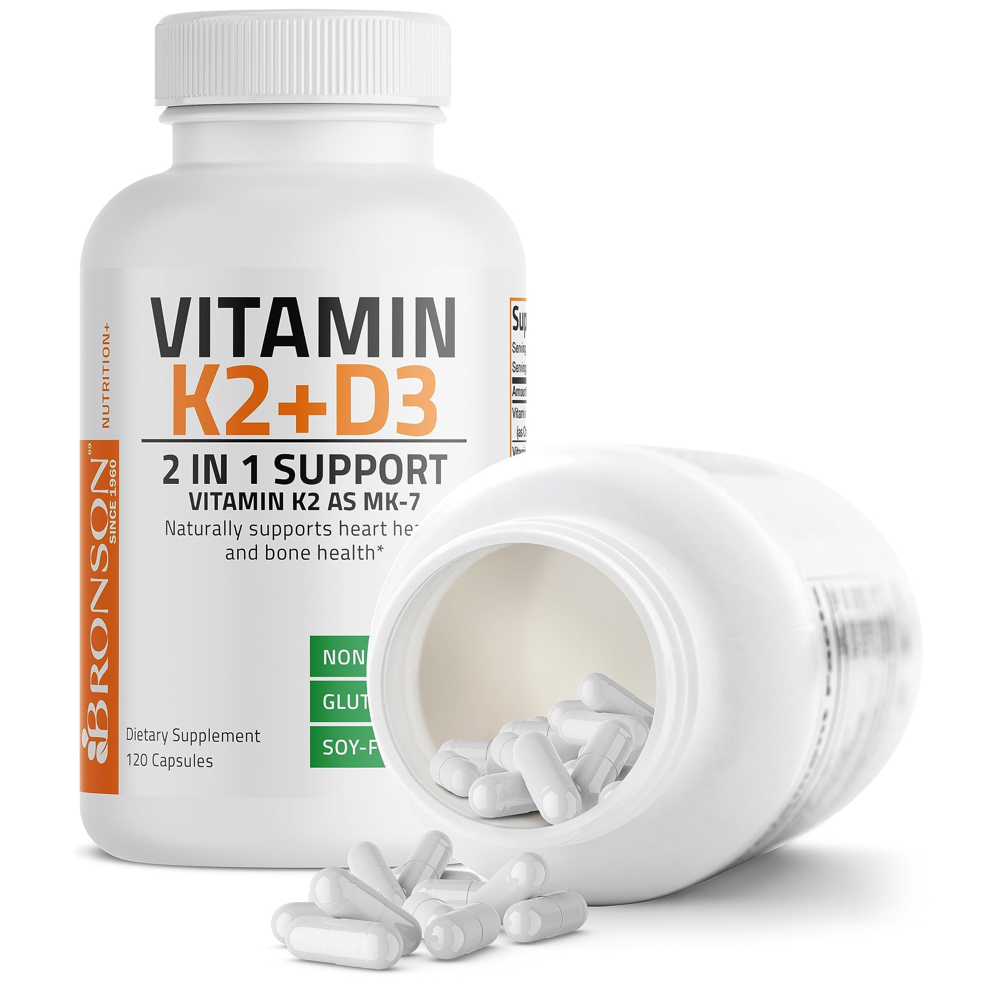 Bronson Vitamin K2 (MK7) with D3 Supplement Non-GMO Formula 5000 IU Vitamin Bronson