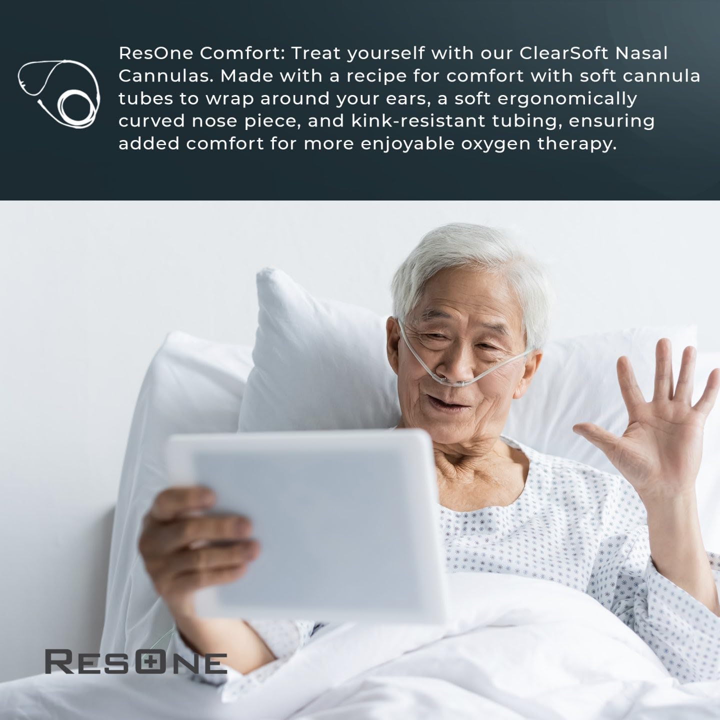 ResOne Soft Nasal Cannula 5-Pack - Oxygen Cannula, Curved Prongs, 4Ft Crush-Resistant Tubing ResOne