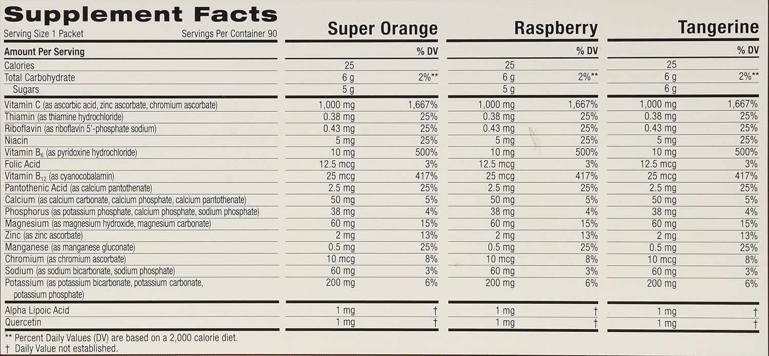 Emergen-C 1,000 mg Vitamin C Dietary Supplement Drink Mix, Super Orange/Raspberry Emergen-C