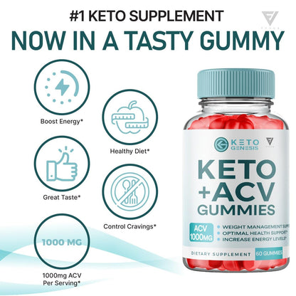 (2 Pack) Keto Genesis Keto ACV Gummies Advanced Weight Loss, Ketogenesis Keto