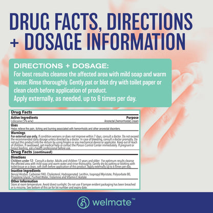 WELMATE | 5% Lidocaine | Numbing Cream Maximum Strength | Topical Anesthetic