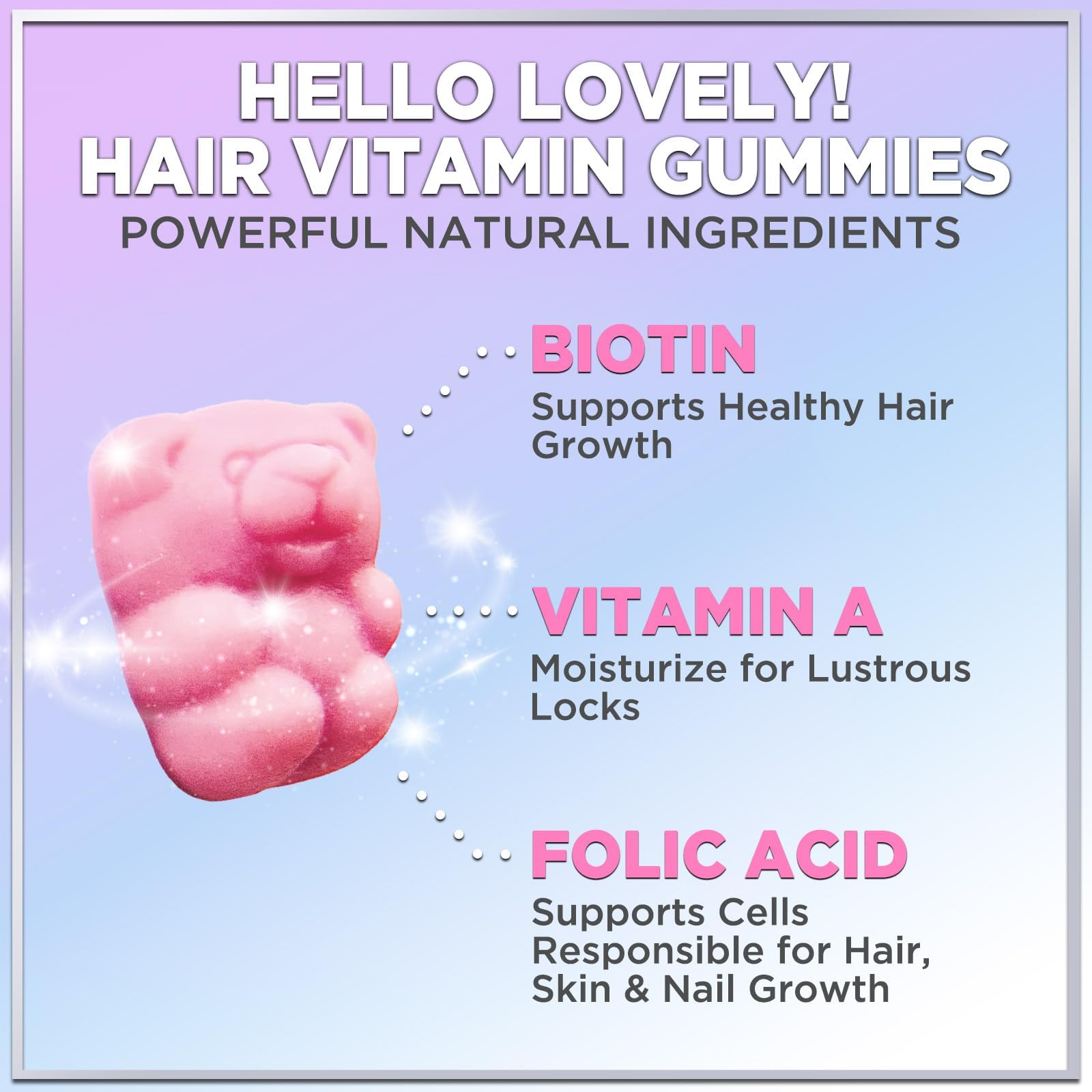 Hello Lovely! Hair Vitamins Gummies with Biotin 5000 mcg Vitamin E & C Support Hair Growt Hello Lovely!