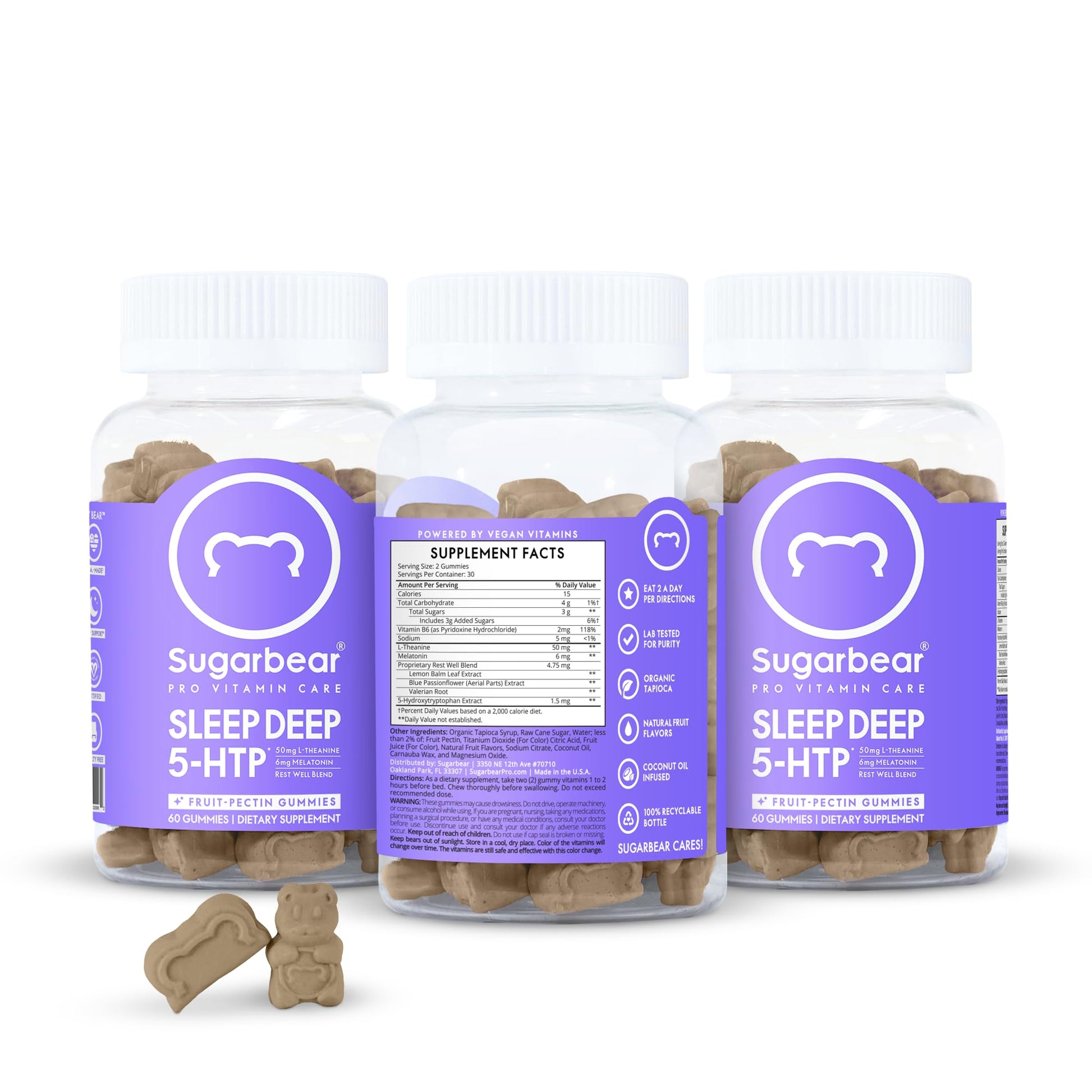 Sugarbear Sleep Aid Gummies for Adults with Melatonin 6mg, Magnesium SugarBearHair
