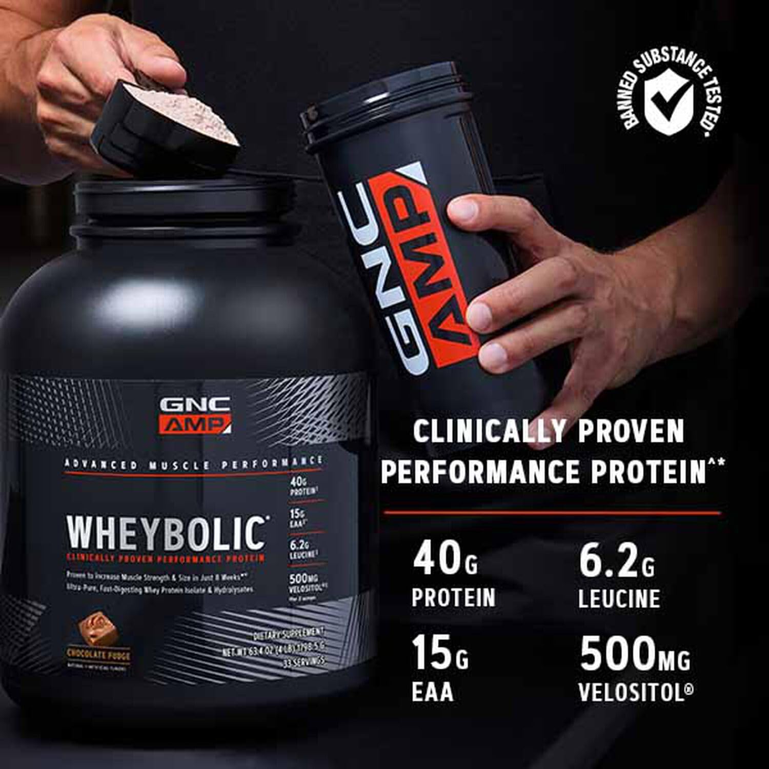 GNC AMP Wheybolic Protein Powder | Targeted Muscle Building and Workout Support Formula GNC