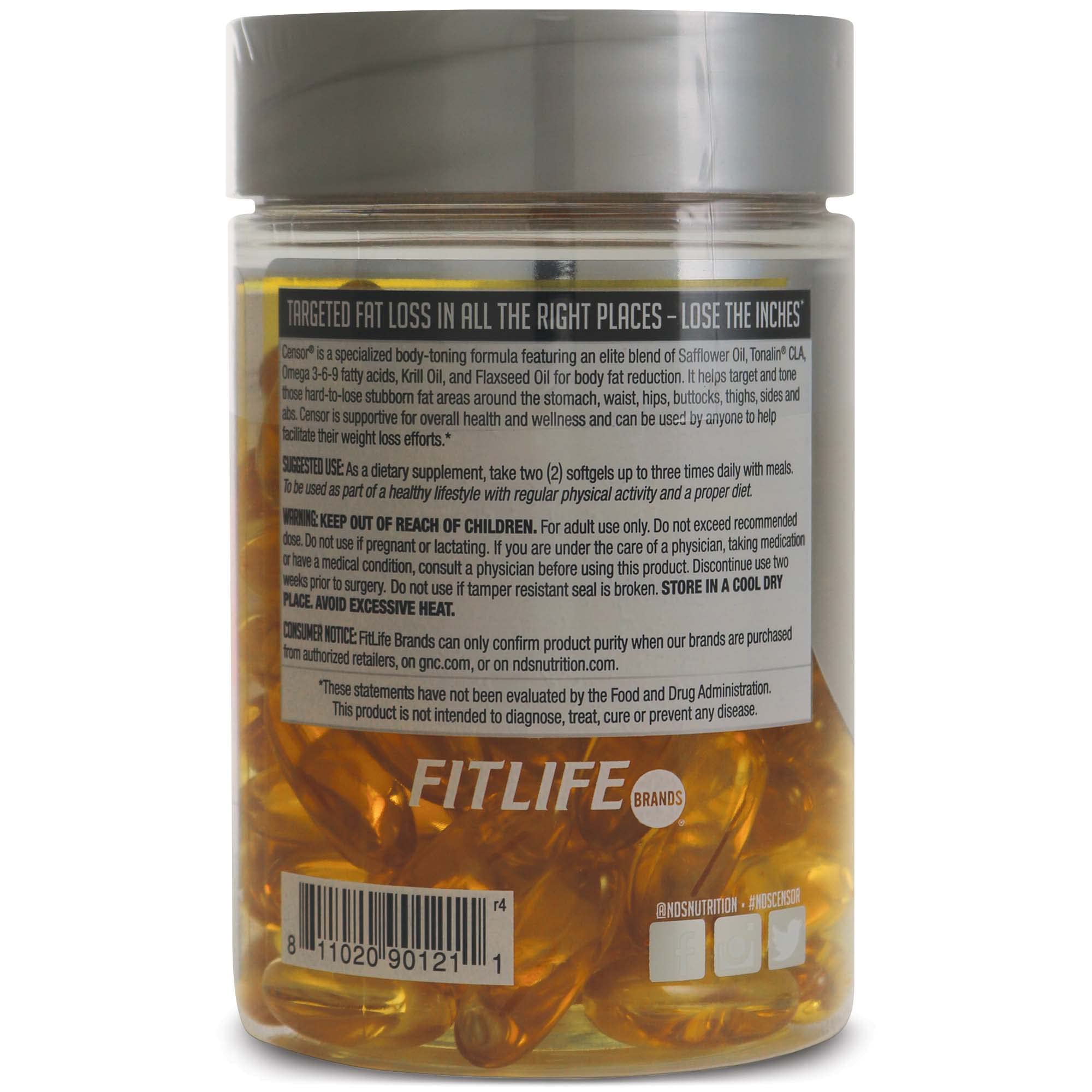 Censor NDS Nutrition Fat Loss and Body Toner with CLA, Fish Oil, Safflower and Omega 3-6-9 Blend Censor