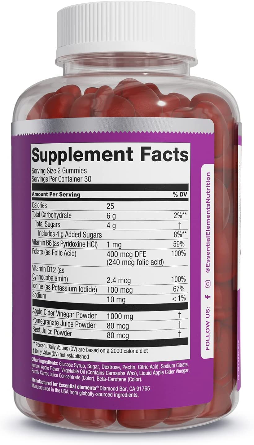 Essential Elements Apple Cider Vinegar Gummies from The Mother - Naturally-Sourced Essential Elements