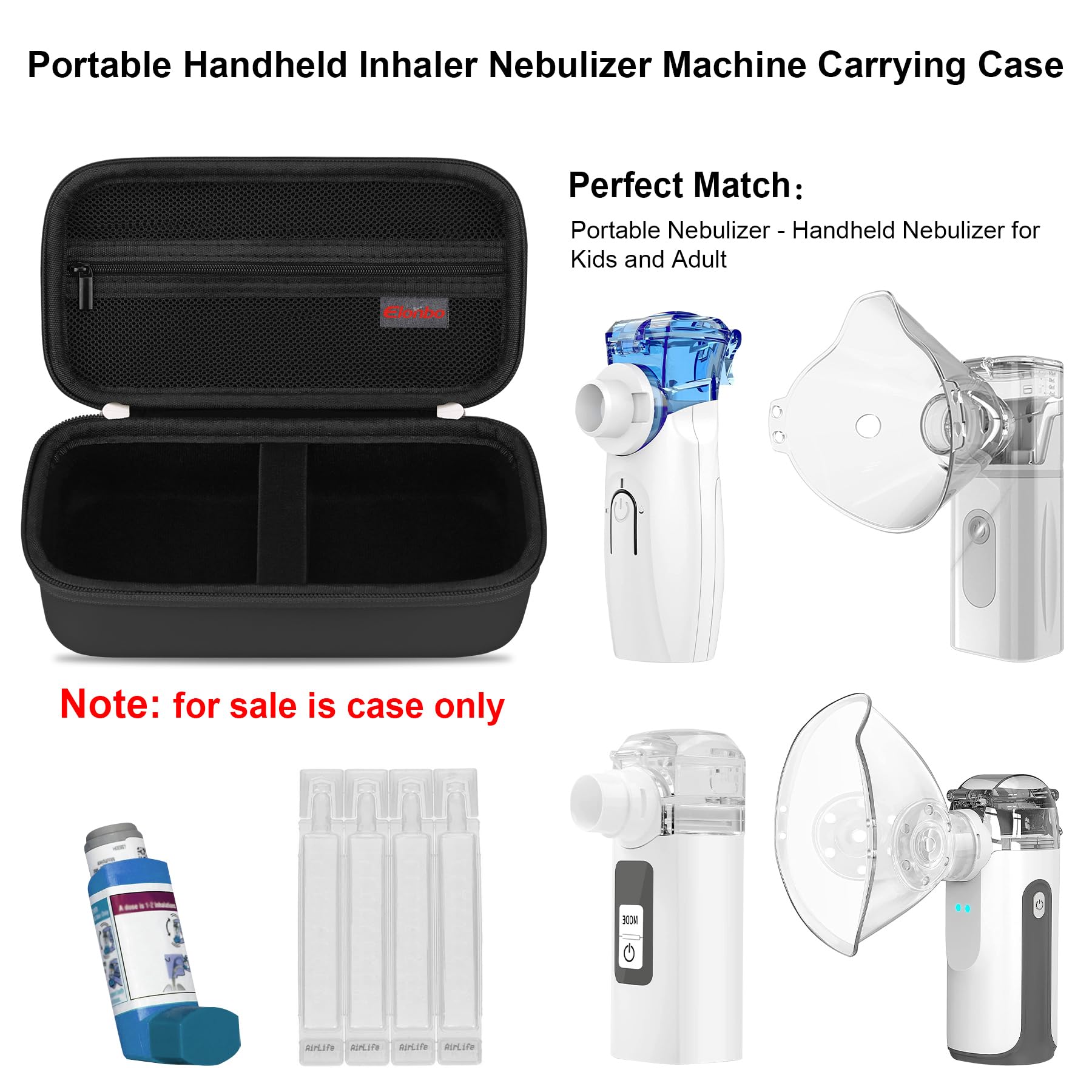 Elonbo Carrying Case for Portable Handheld Inhaler Nebulizer Machine for Adults and Kids Elonbo