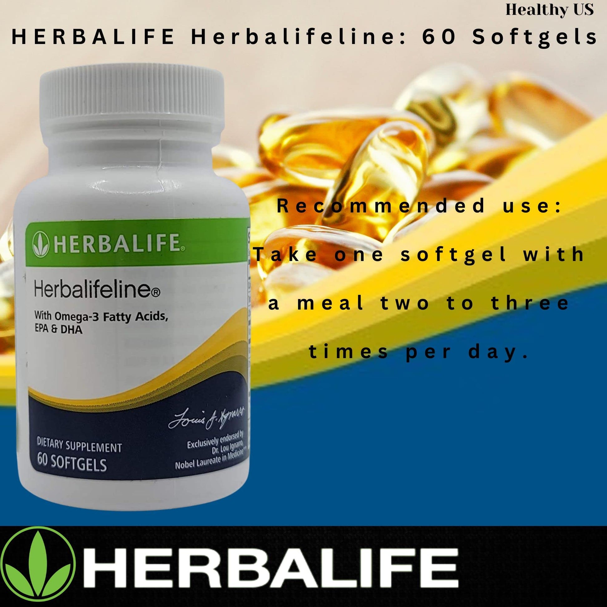 Herbalife Herbalifeline: 60 Softgels with Vitamin E, Marine Lipid Complex, Omega-3 Fatty Herbalife