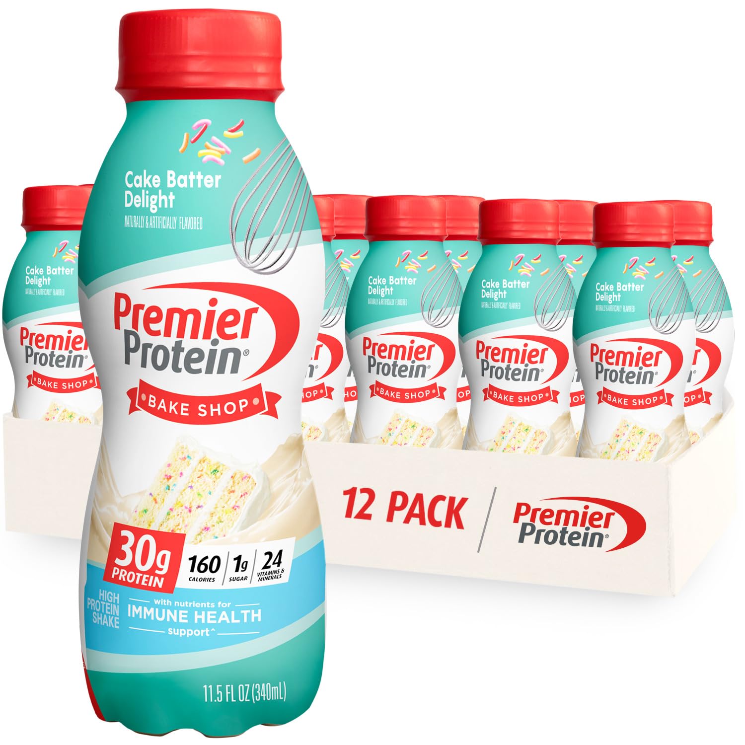 Premier Protein Shake, Cake Batter, 30g Protein, 1g Sugar, 24 Vitamins & Minerals