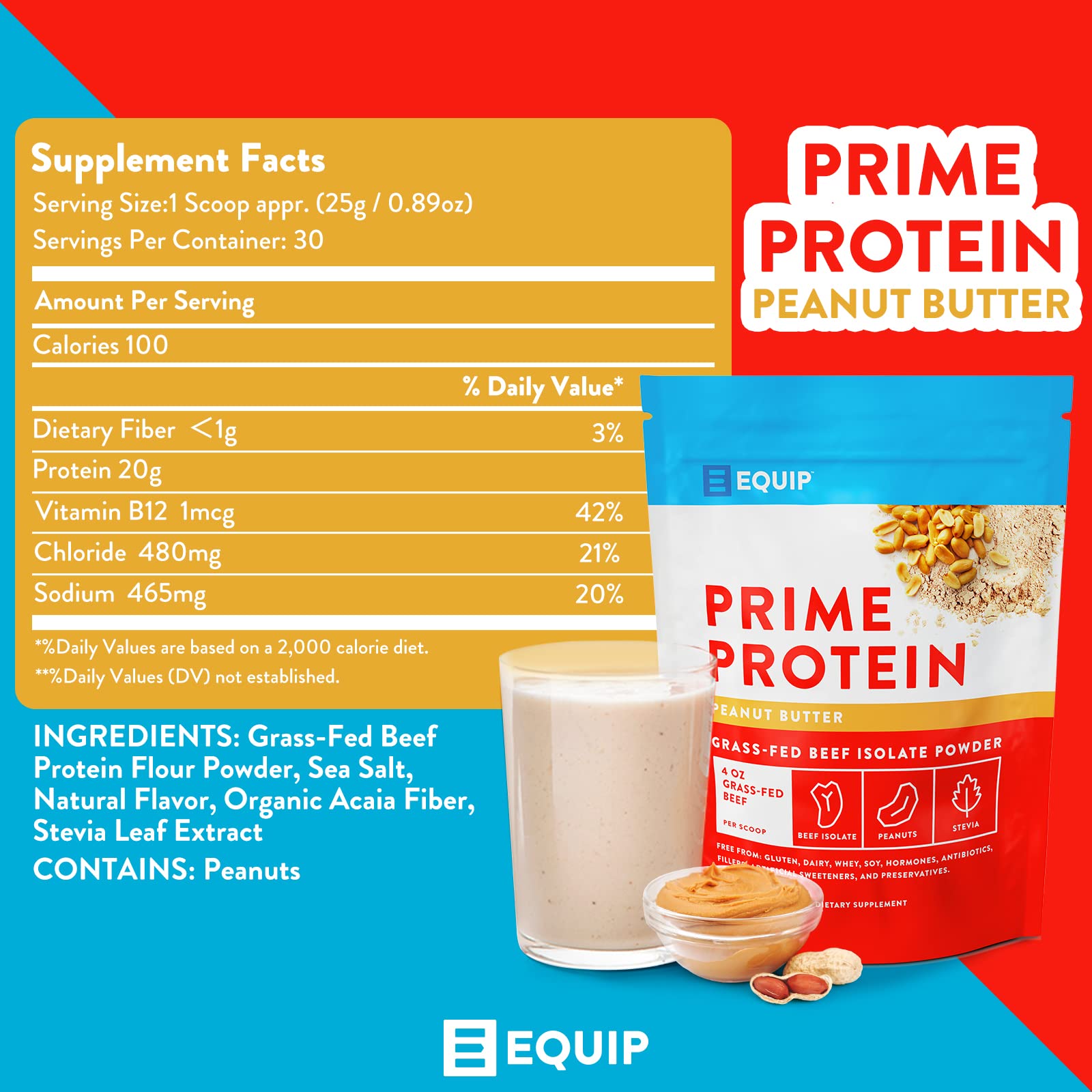 Equip Foods Prime Protein - Grass Fed Beef Protein Powder Isolate - Paleo and Keto Friendly Equip