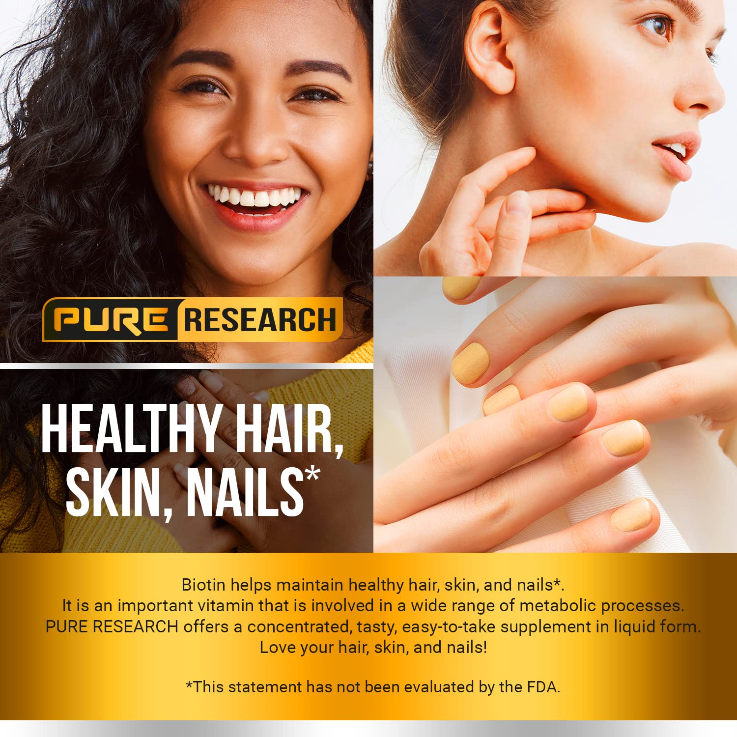 PURE RESEARCH Liquid Biotin & Collagen Hair Growth Drops 60,000mcg – Biotin and Liquid PURE RESEARCH