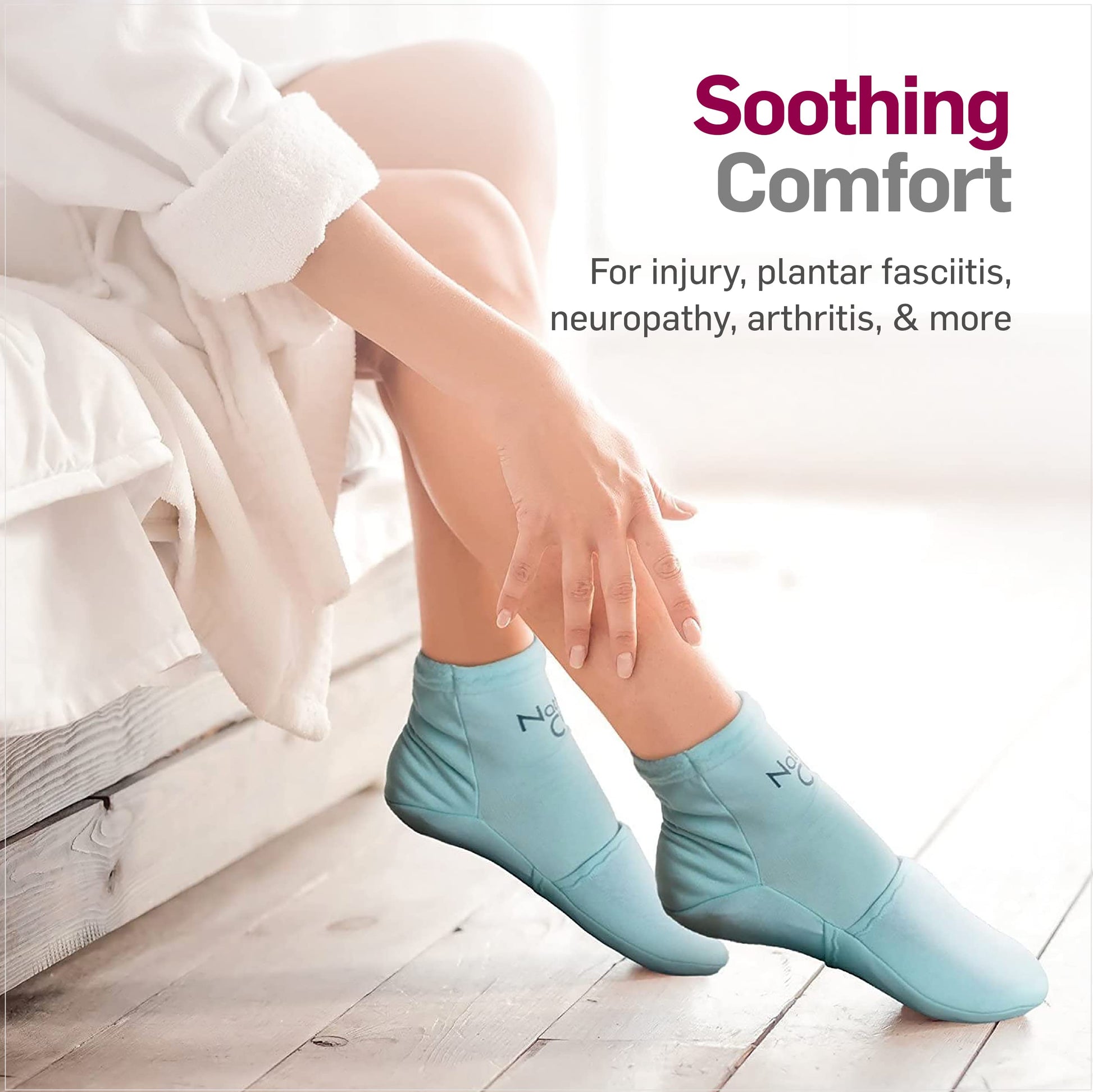 NatraCure Cold Therapy Socks - Reusable Gel Ice Frozen Slippers for Feet NatraCure