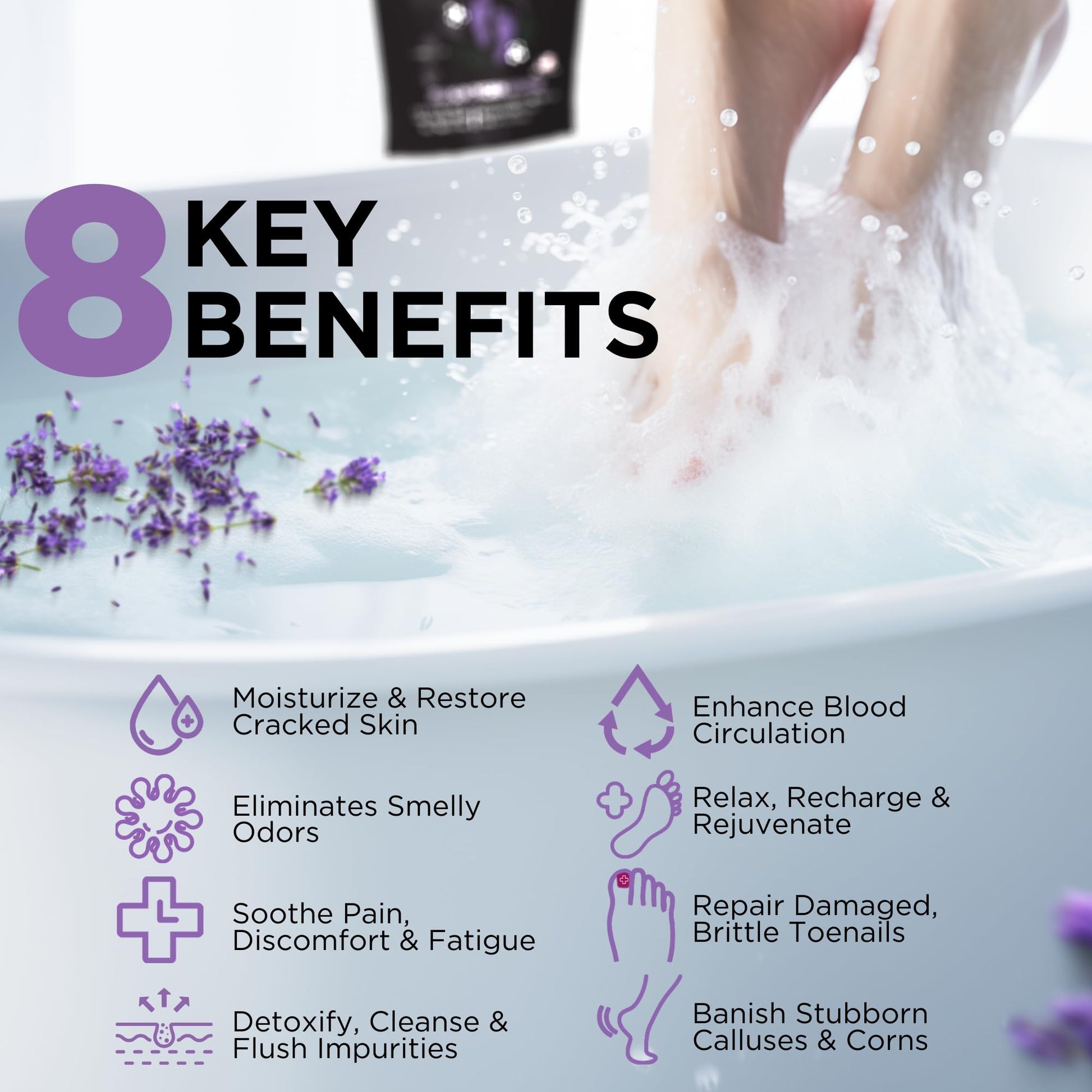 Calming Lavender Foot Soak with Epsom Salt, Made in USA, Foot Soak Soothes Sore Tired DAILY REMEDY