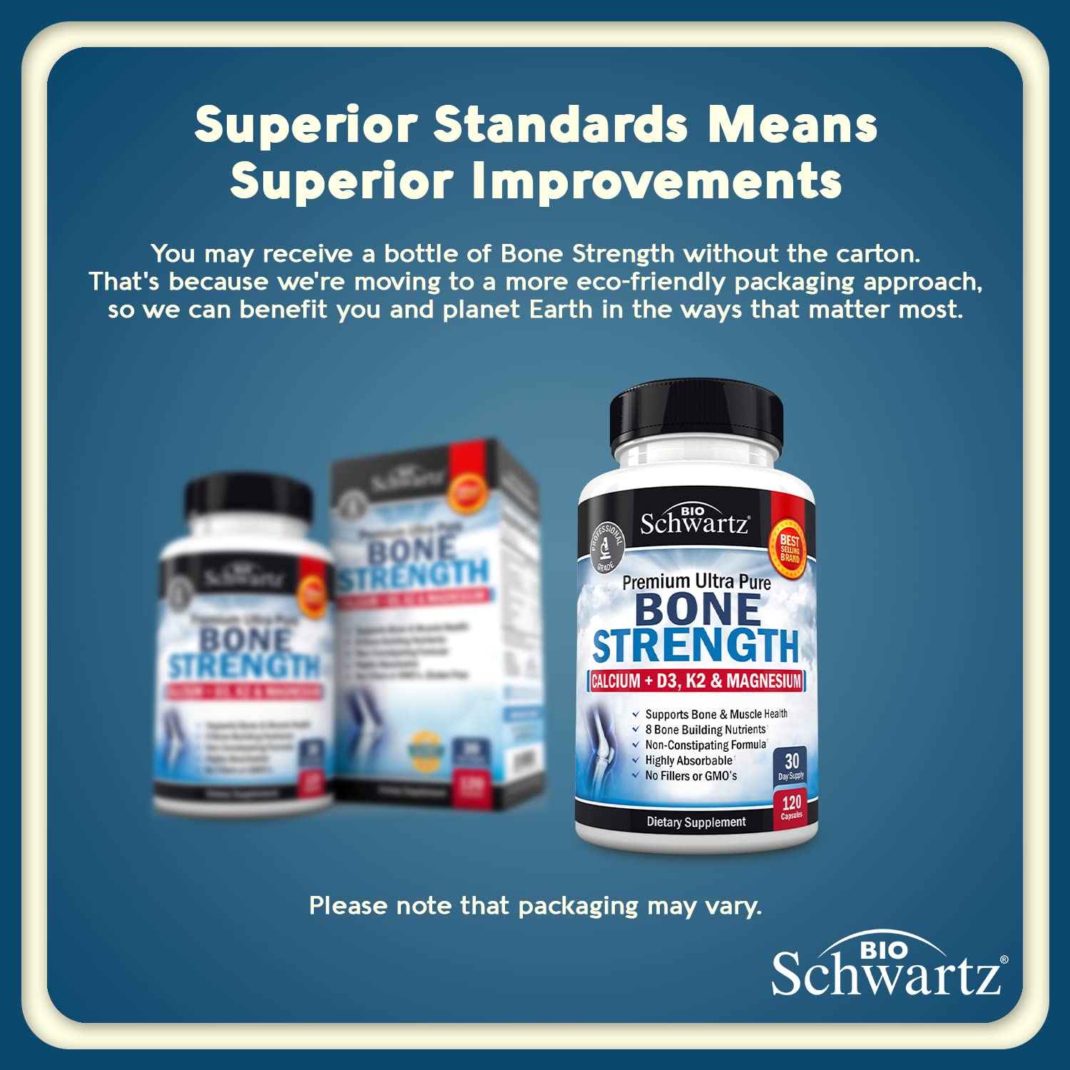 Bone Strength Supplement with Calcium + D3, K2 & Magnesium - Highly Absorbable BioSchwartz