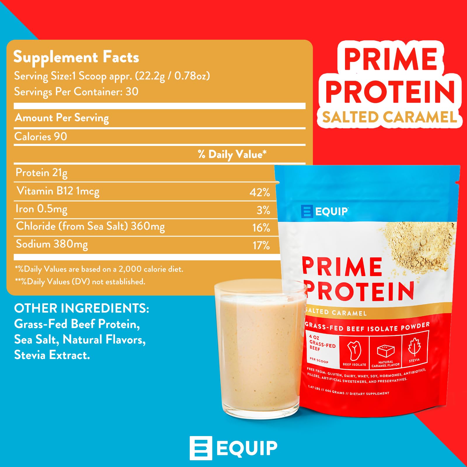 Equip Foods Prime Protein - Grass Fed Beef Protein Powder Isolate - Paleo and Keto Equip