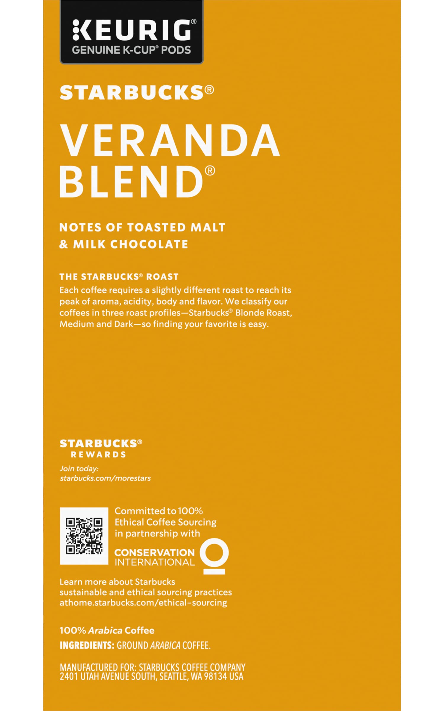 Starbucks Veranda Blend Coffee K-Cups,4/24 Pack-96 K-Cups Starbucks