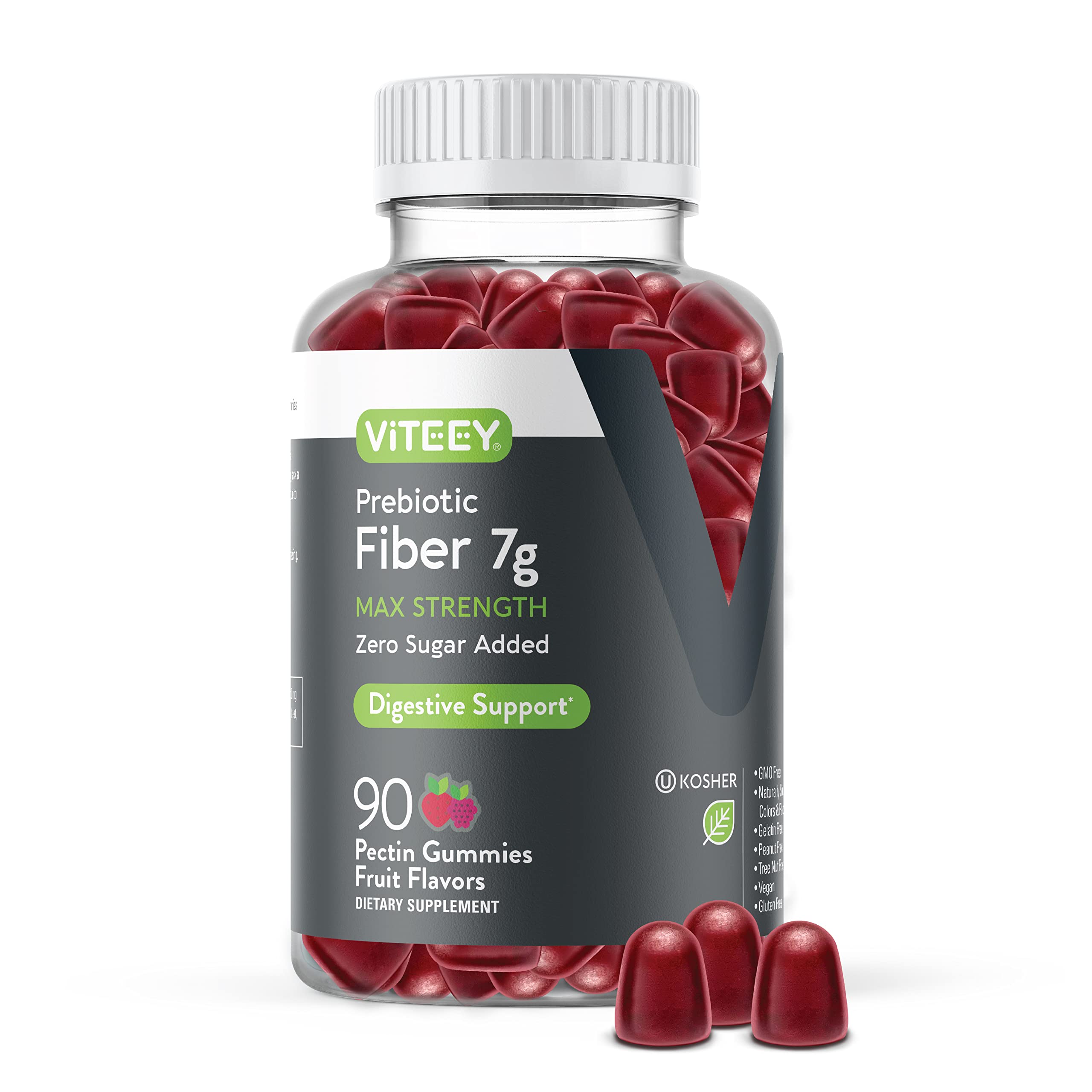 Prebiotic Fiber Gummies 7G Extra Strength [Zero Sugar Added] Digestive Heath Regularity 