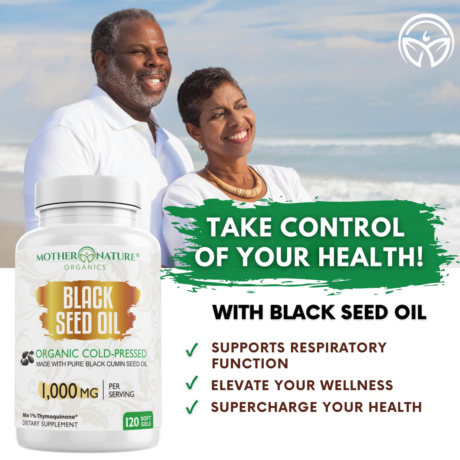 Black Seed Oil Capsules - 120 Count (Organic, Non-GMO Liquid) Premium Cold Pressed Mother Nature Organics Superfoods For Organic Living