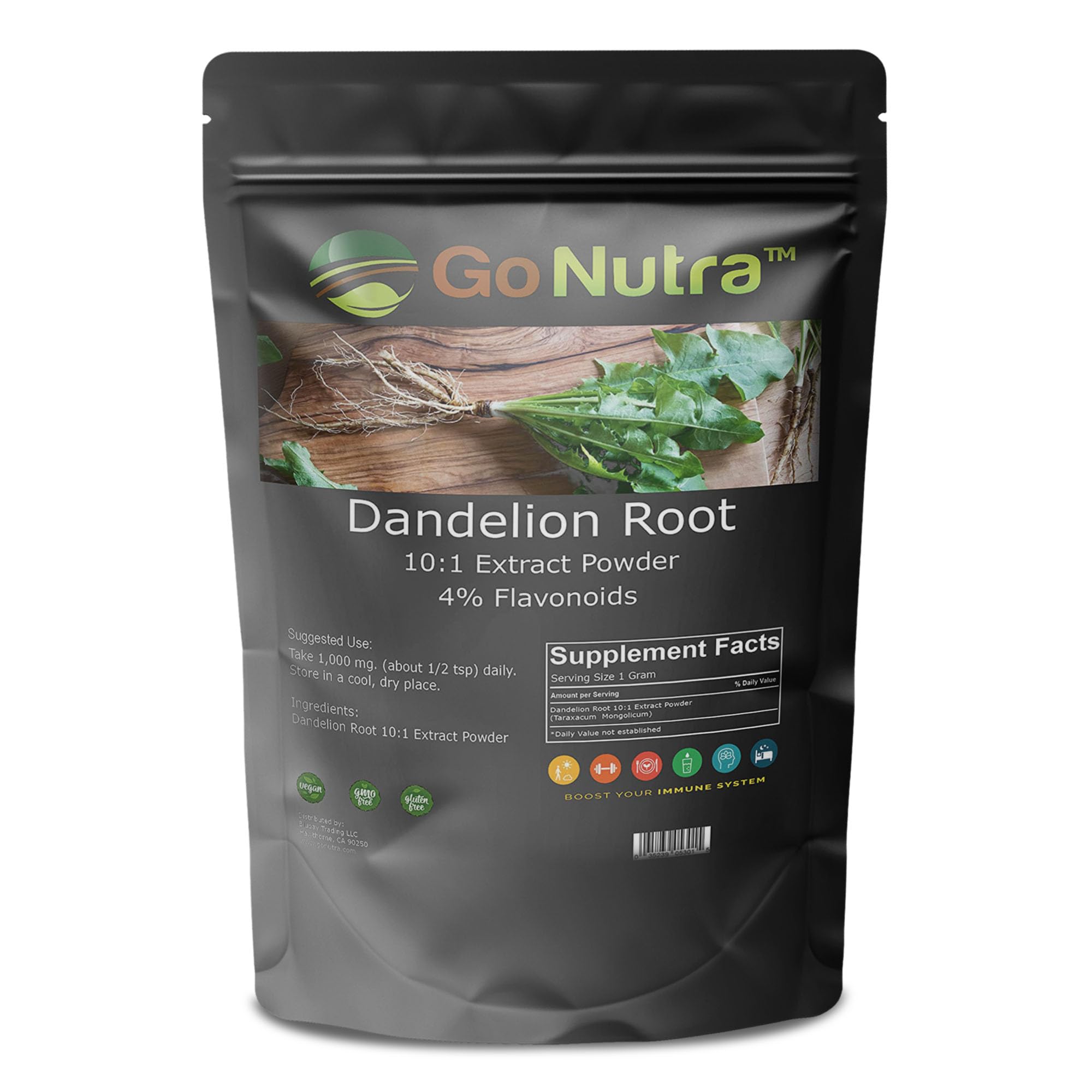 Go Nutra - Dandelion Root Powder, Potent 10:1 Dandelion Root Extract with 4% Flavonoids Go Nutra